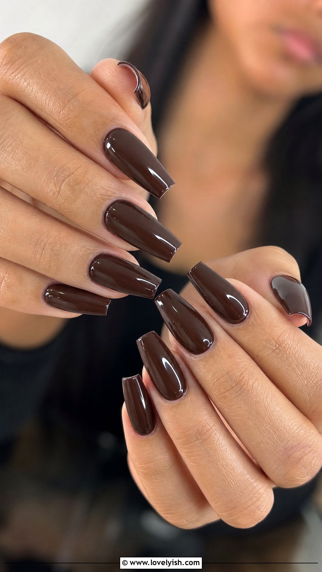 Chocolate Brown Glossy Nails - 50 classic nail designs - 50 classic nail designs