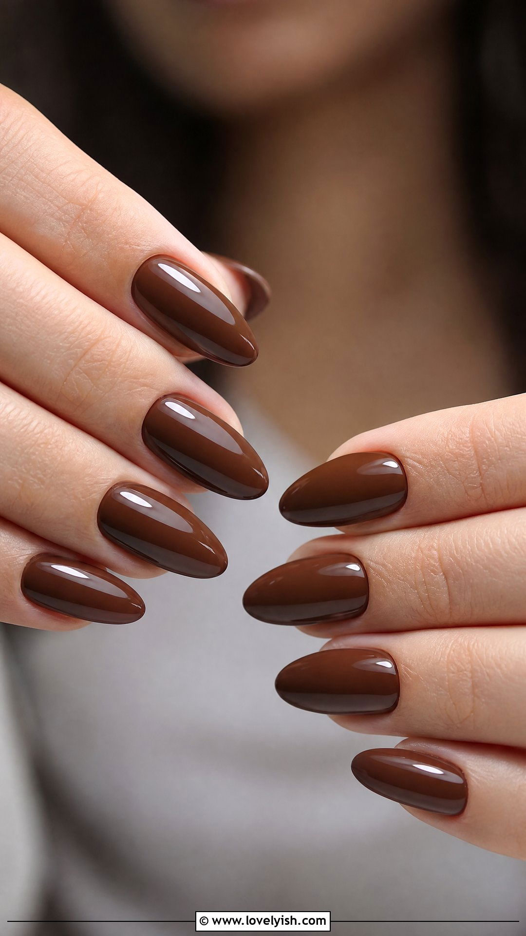 Chocolate Brown Glossy Nails - 38 classy nail designs - 38 classy nail designs