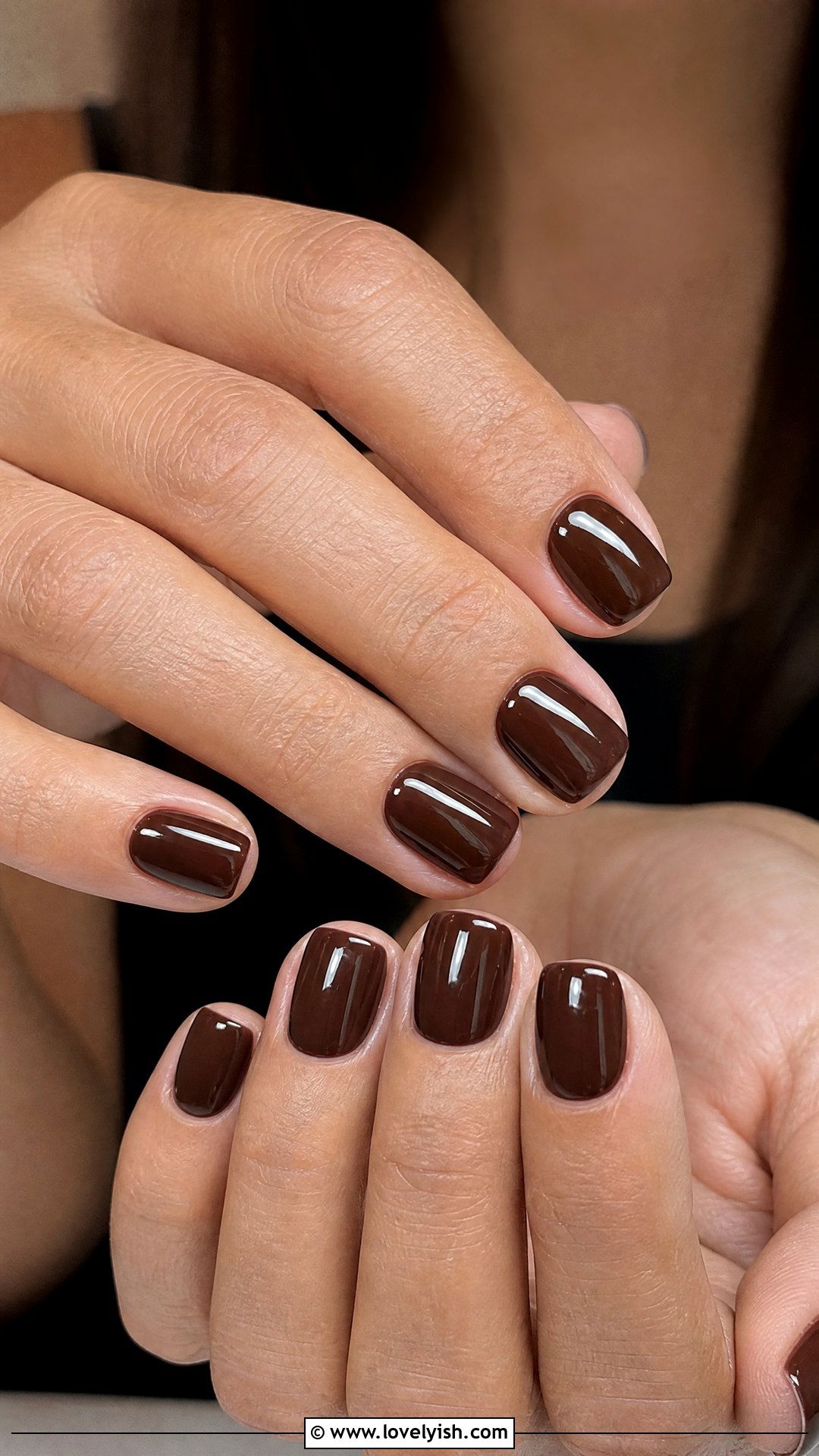 Chocolate Brown Glossy Short Square Nails - 50 short square nails - 50 short square nails