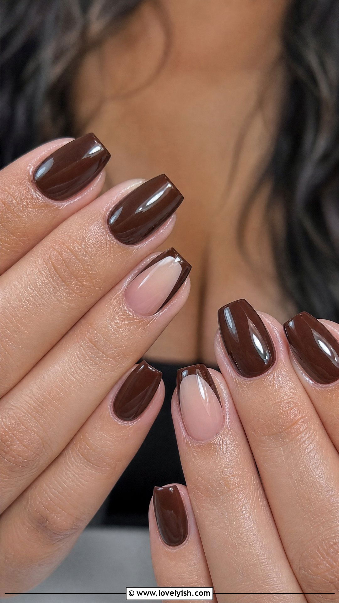 Chocolate Brown Short Coffin Nails - 25 short coffin nails designs - 25 short coffin nails designs