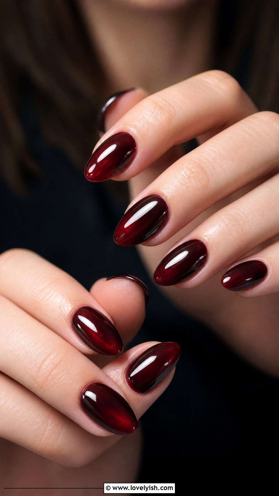Chocolate Cherry Short Almond Nails - 50 short almond nails - 50 short almond nails