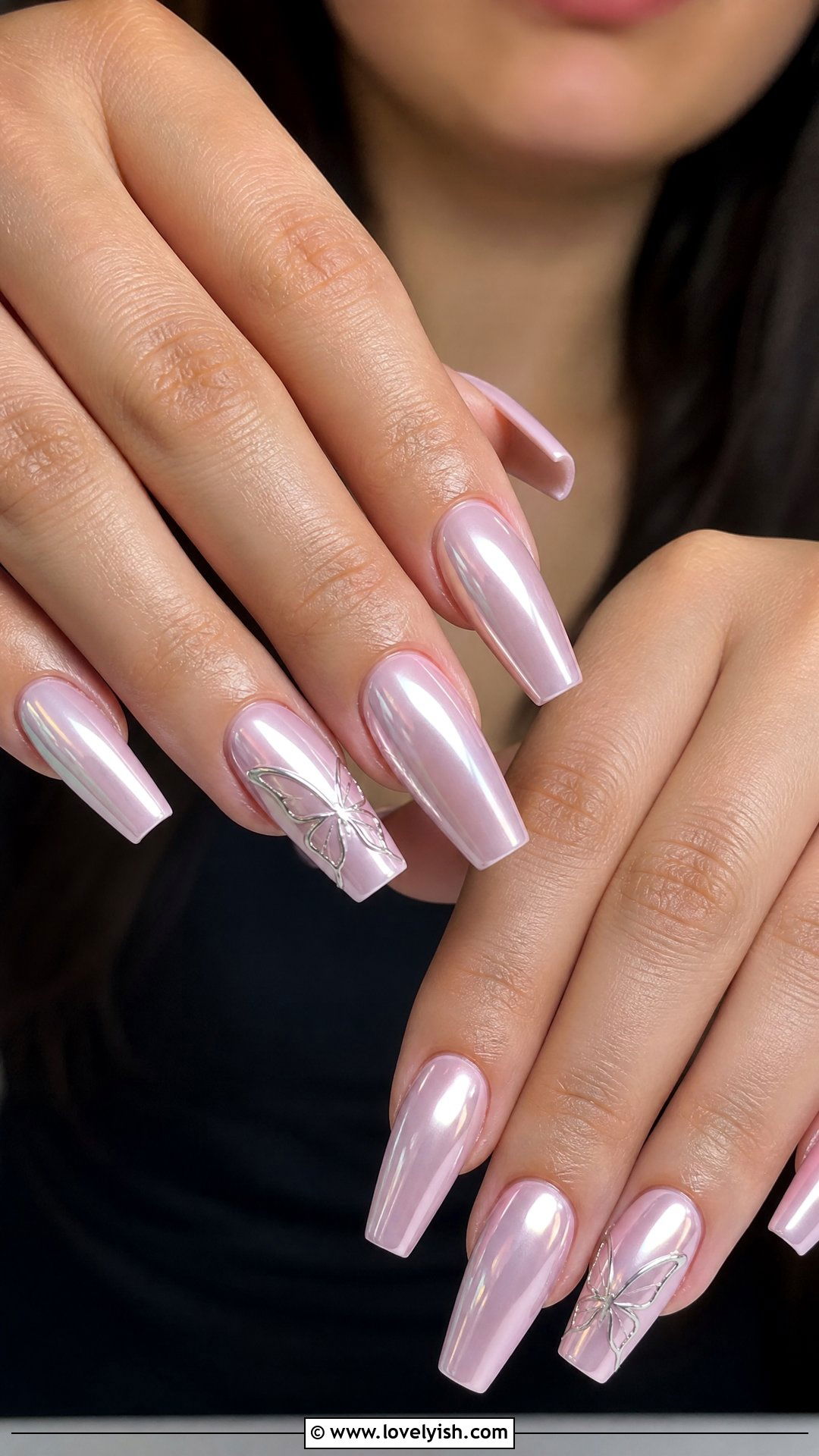 Chrome Butterfly Accent Nails - 50 butterfly nails - 50 butterfly nails