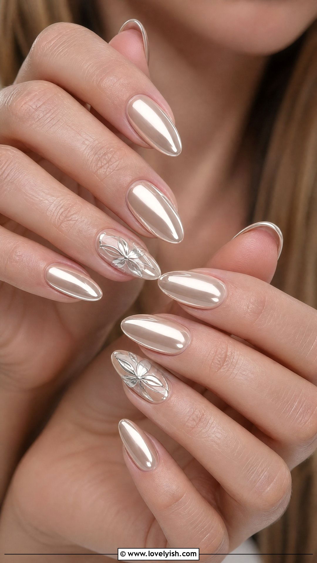 Chrome Floral Nails - 50 flower nails - 50 flower nails
