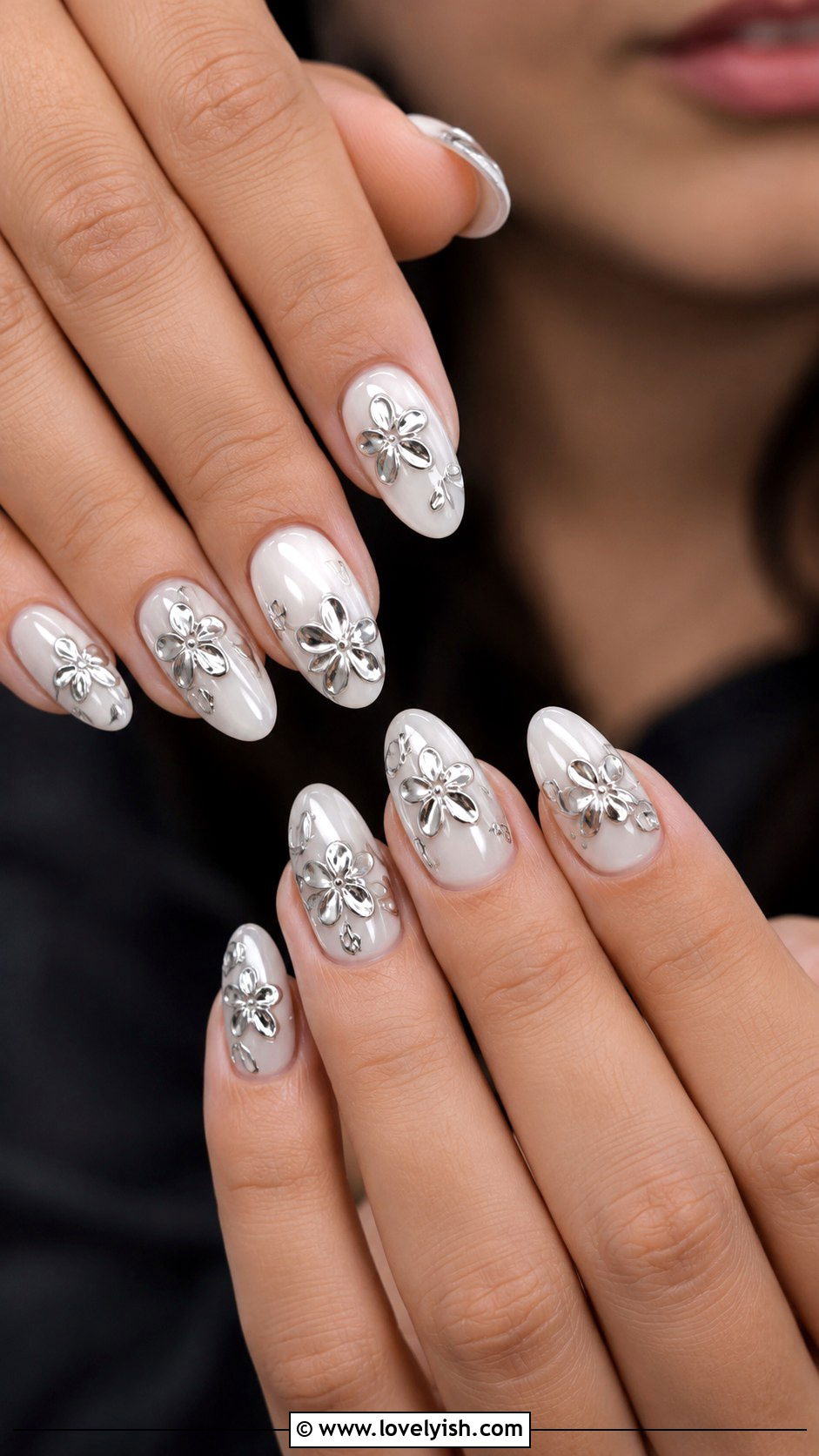 Chrome Flower Nails - 31 flower nail design ideas - 31 flower nail design ideas