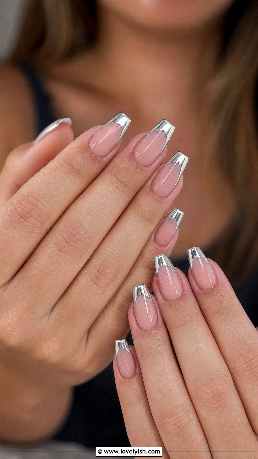 Chrome French Tip Bridal Nails - 50 bridal nails - 50 bridal nails