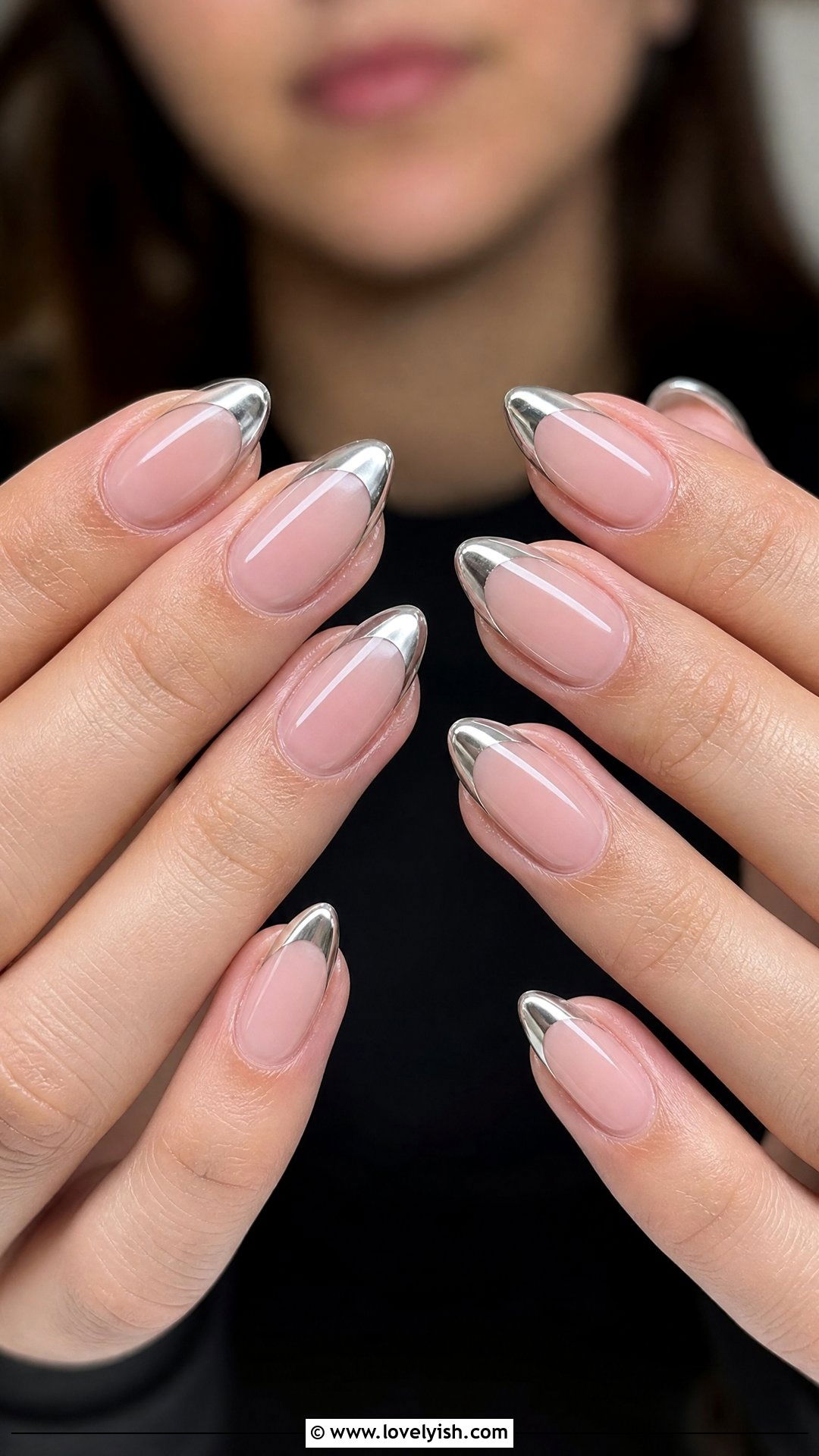 Chrome French Tip Engagement Nails - 50 engagement nails - 50 engagement nails