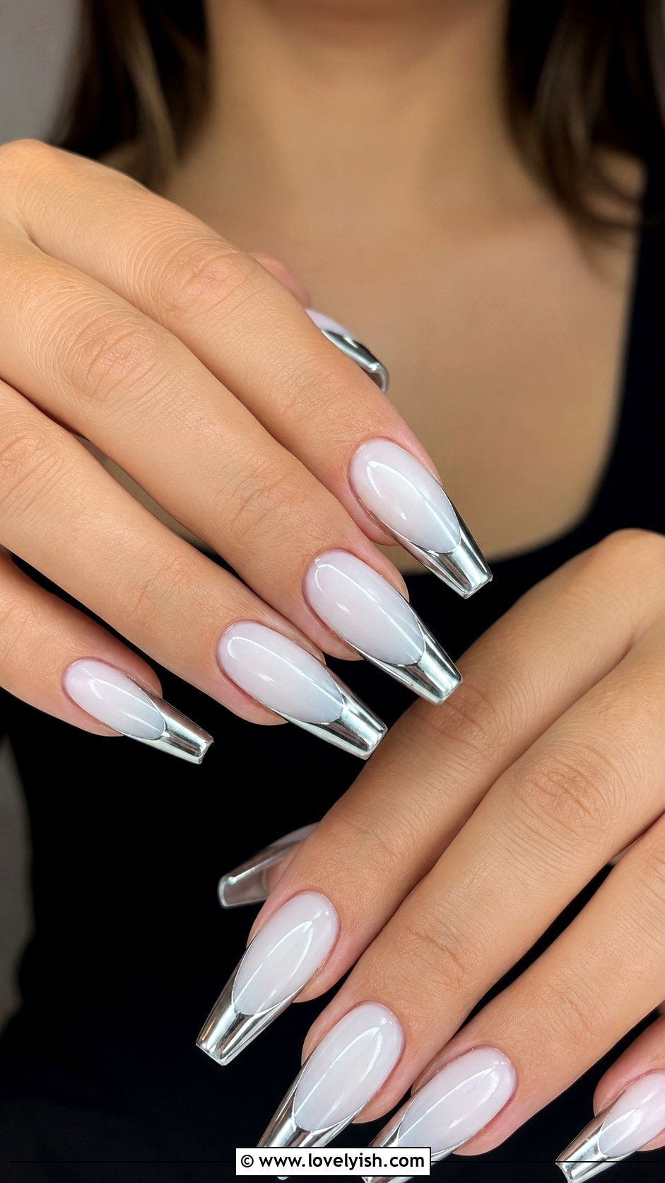 Chrome French Tip Nail Art - 25 cool nail art ideas - 25 cool nail art ideas