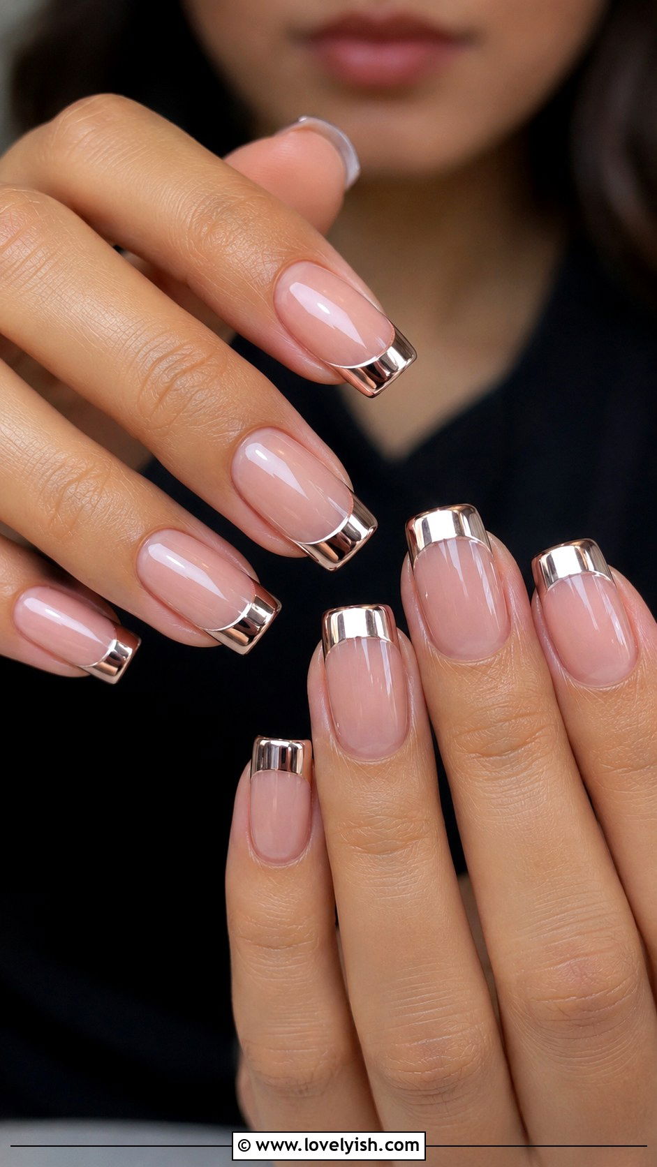 Chrome French Tip Nails - 50 trendy simple nail designs - 50 trendy simple nail designs