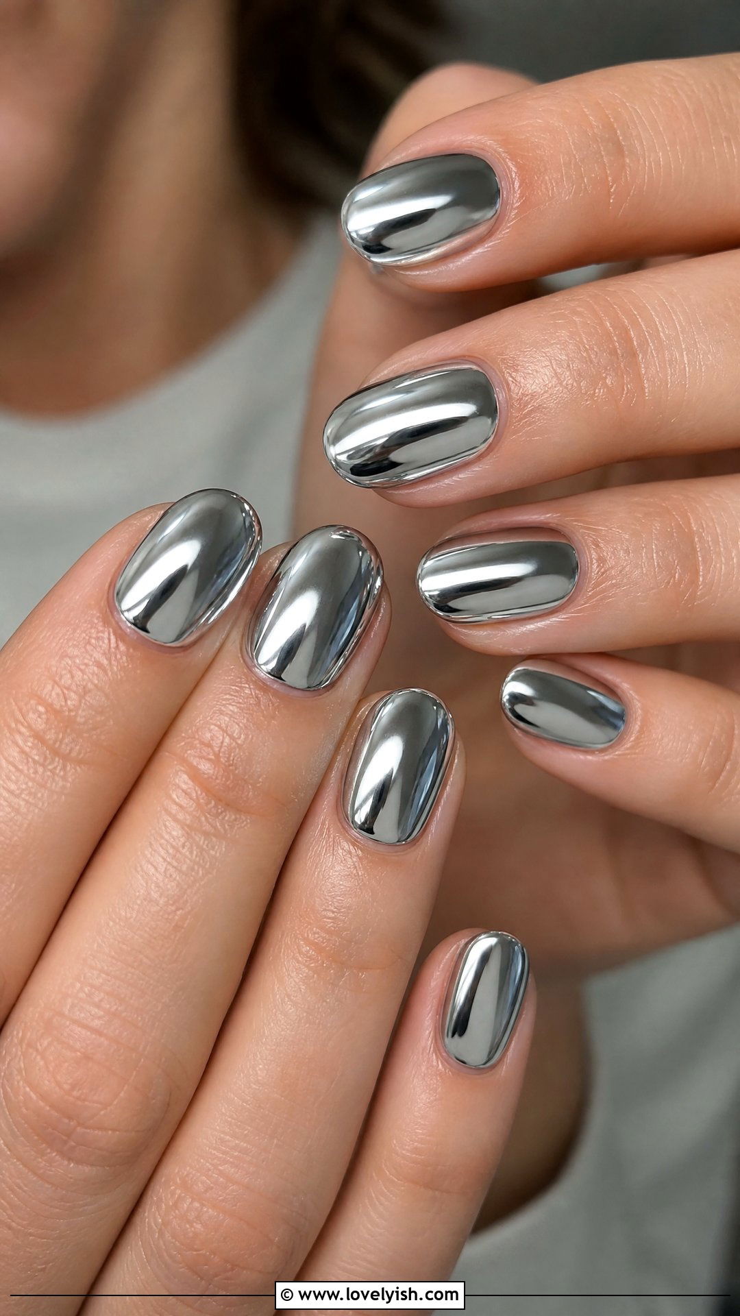 Chrome Mirror Short Oval Nails - 50 short oval nails - 50 short oval nails
