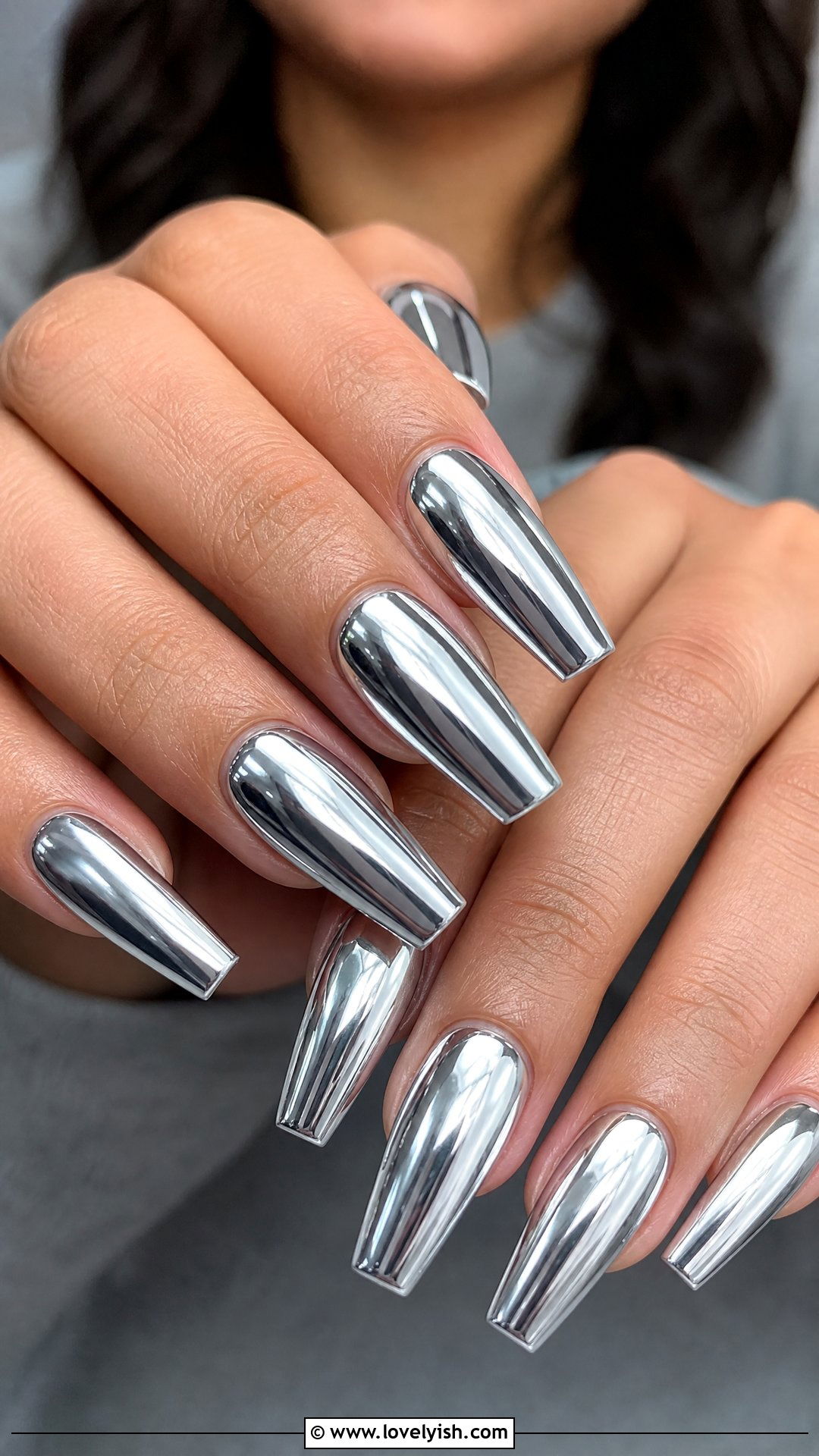 Chrome Silver Builder Gel Nails - 50 builder gel nails - 50 builder gel nails