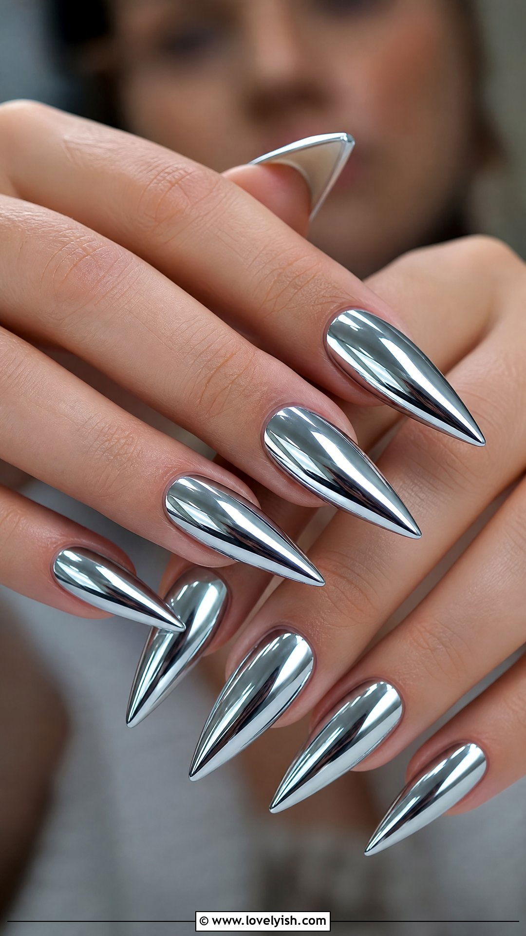 Chrome Silver Dip Powder Nails - 50 dip powder nails - 50 dip powder nails