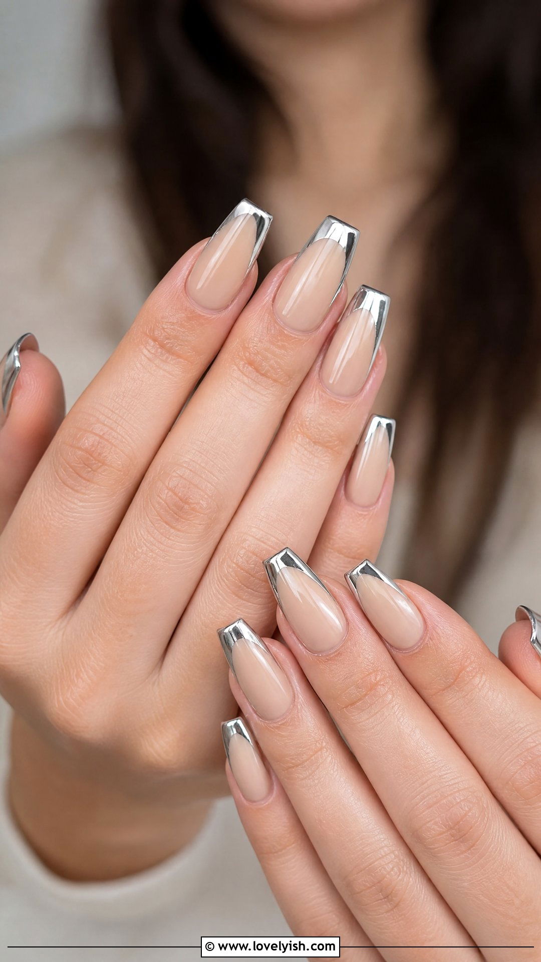 Chrome Silver French Tip Nails - 25 bridal nail ideas - 25 bridal nail ideas