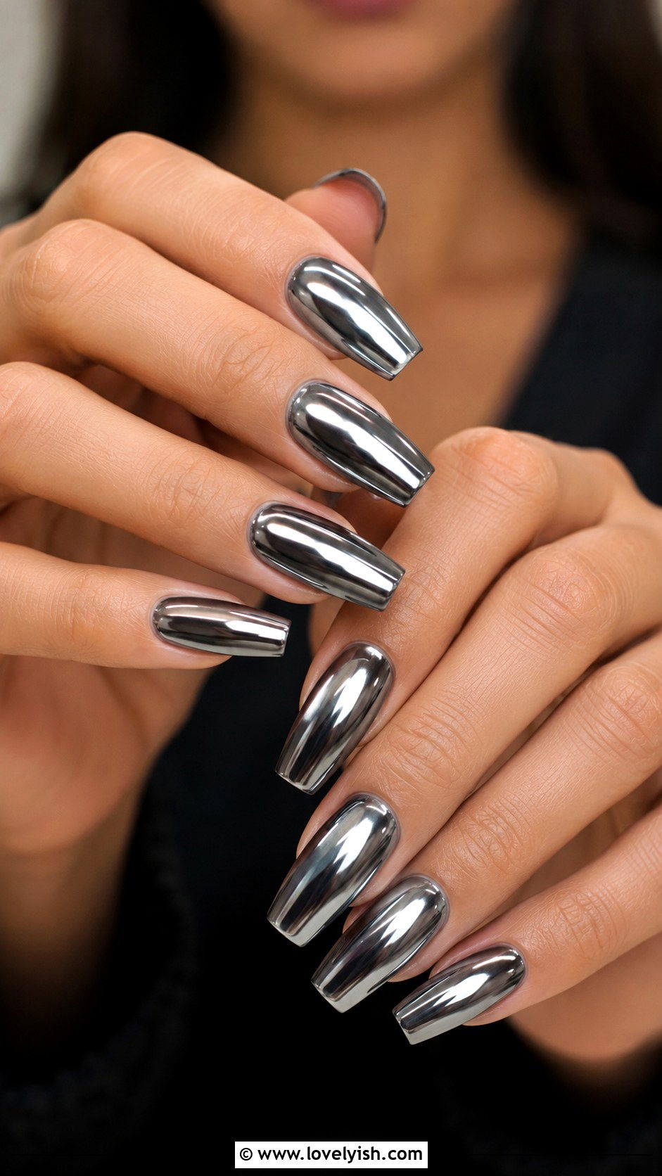 Chrome Silver Gel X Nails - 25 gel x nail designs - 25 gel x nail designs