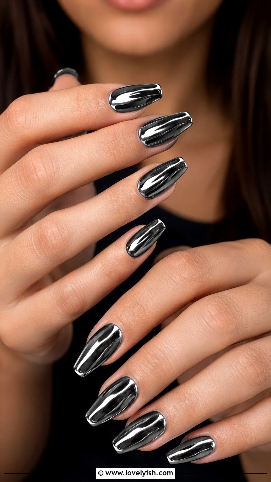 Chrome Silver Mirror Nails - 40 nail design template - 40 nail design template