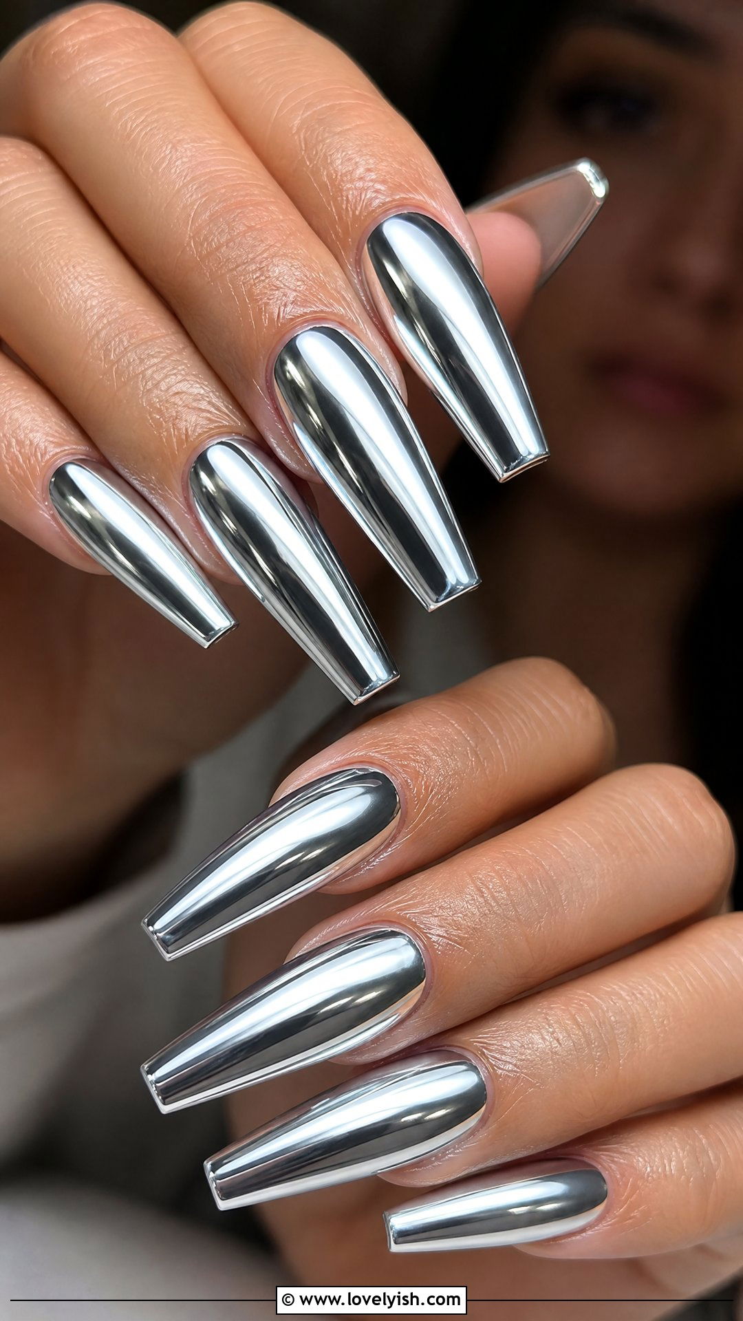 Chrome Silver Mirror Nails - 46 easy nail designs - 46 easy nail designs