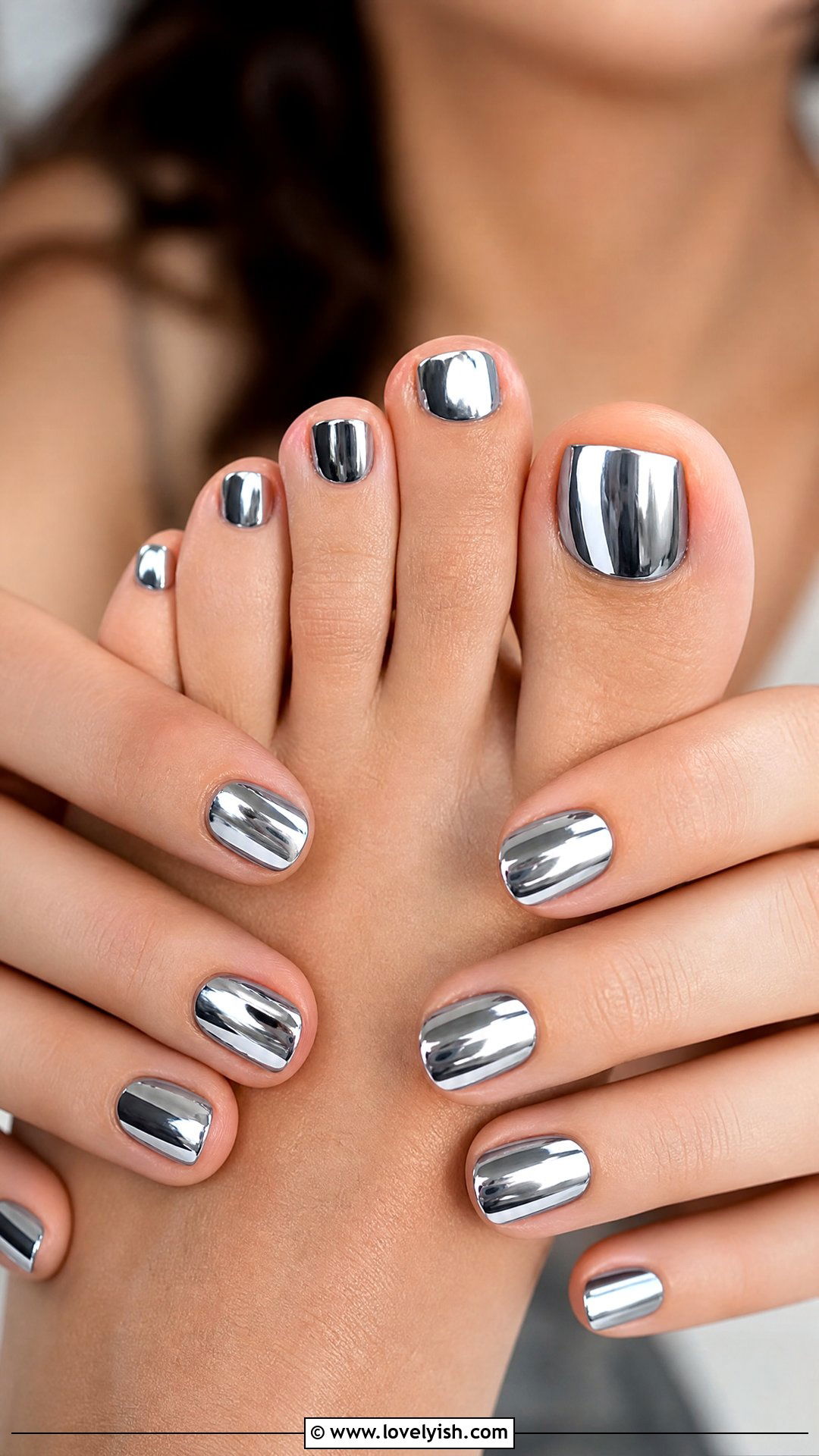 Chrome Silver Pedicure - 50 summer pedicure - 50 summer pedicure