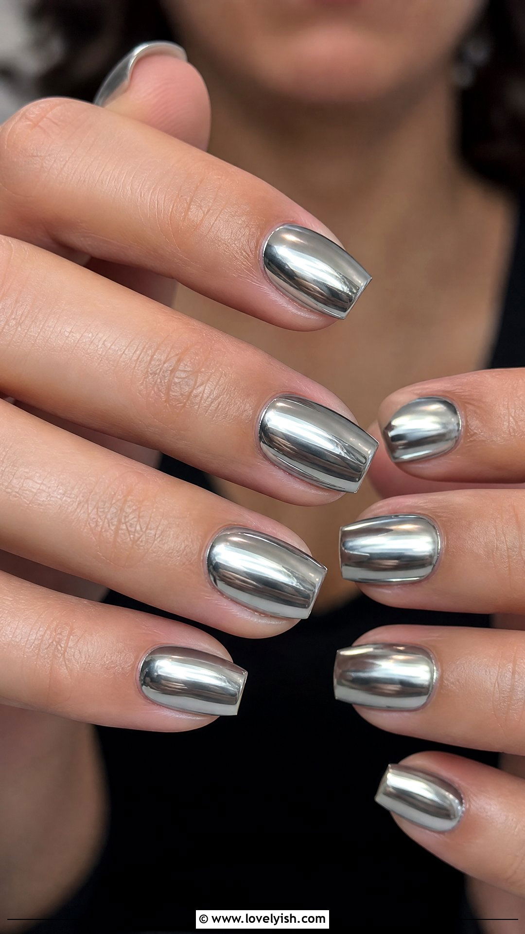 Chrome Silver Short Coffin Nails - 50 short coffin nails - 50 short coffin nails