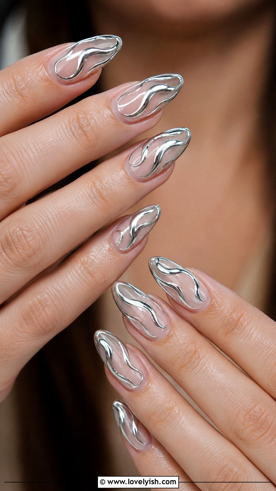 Chrome Silver Swirl Nails - 50 swirl nails - 50 swirl nails