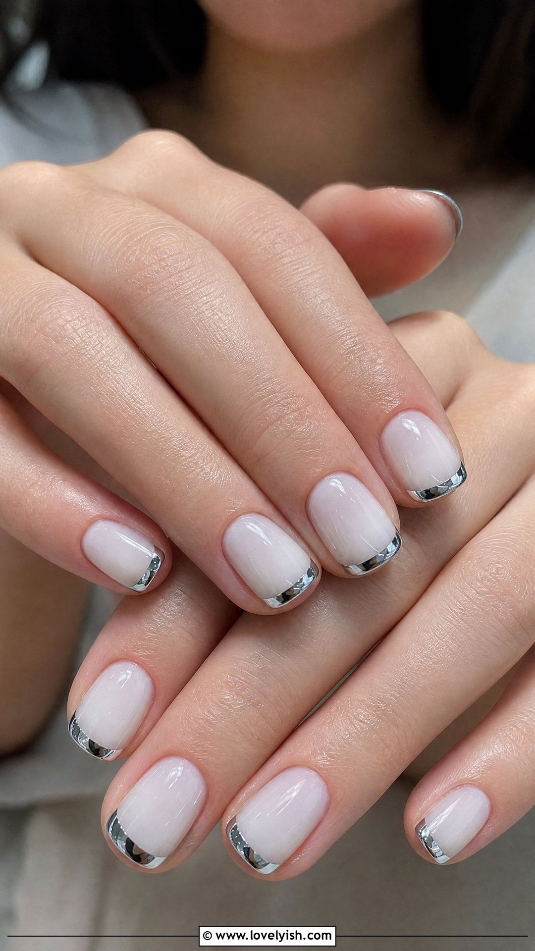 Chrome Silver Tip Nails - 50 simple short nail designs - 50 simple short nail designs