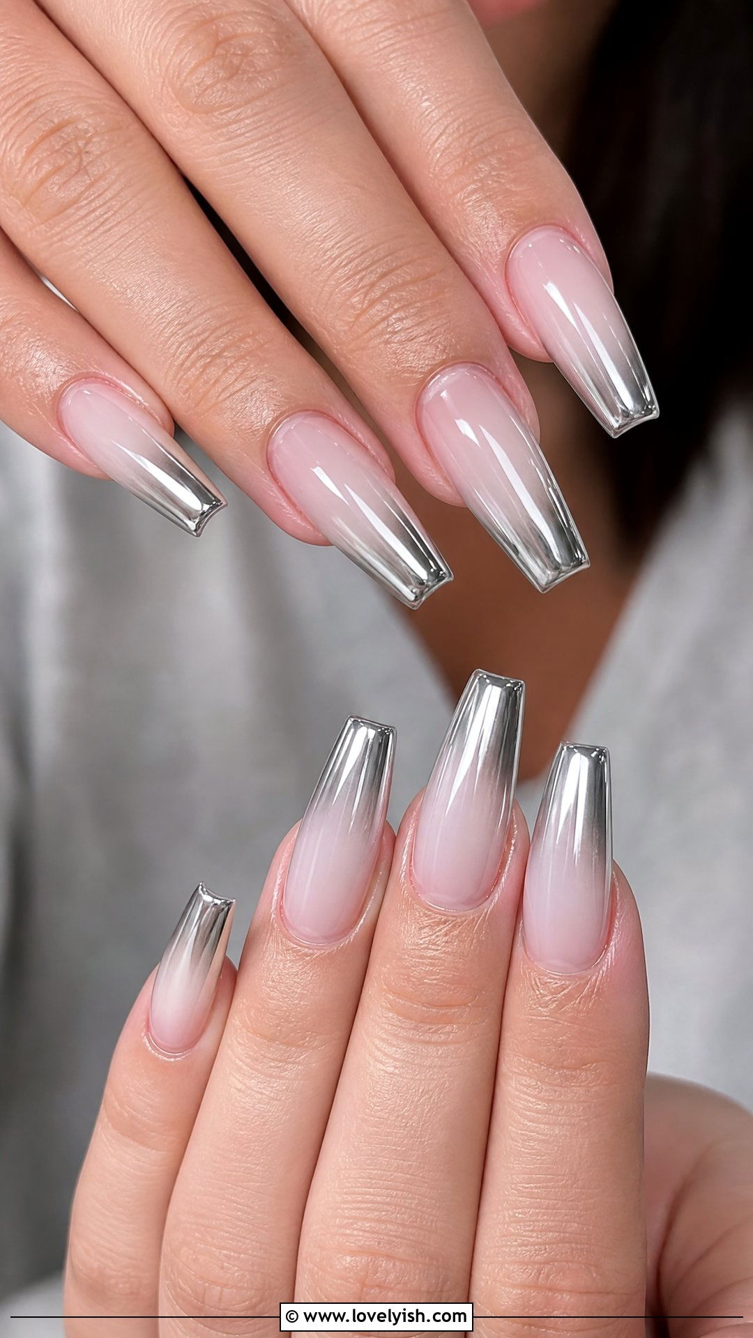Chrome Tip French Ombre - 50 french ombre nails - 50 french ombre nails