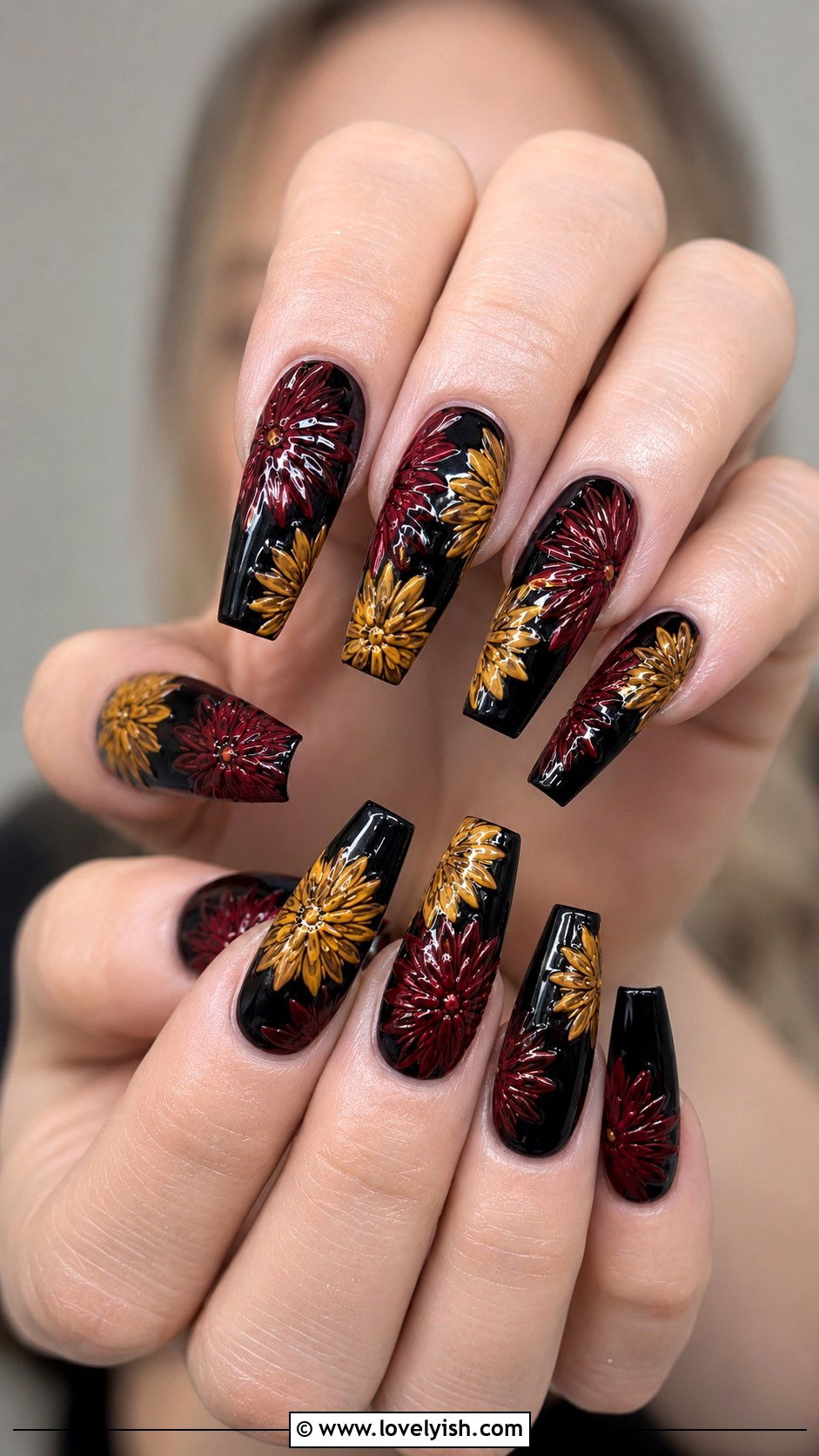Chrysanthemum Nails - 38 flower nail art ideas - 38 flower nail art ideas
