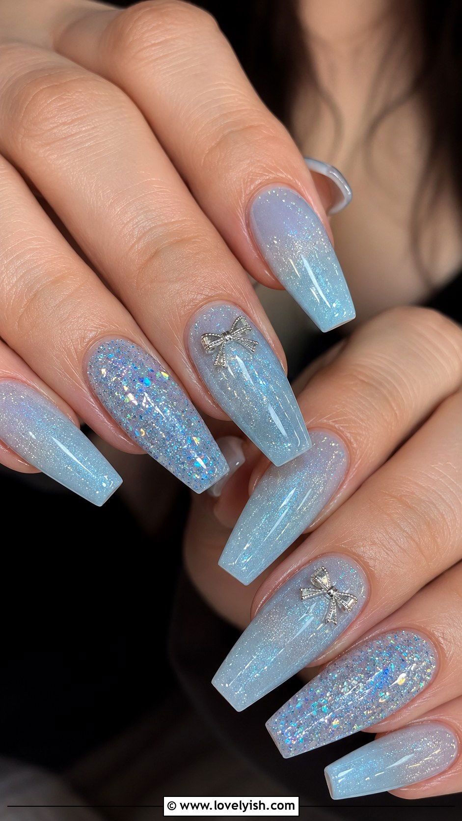 Cinderella Blue Glitter Nails - 25 disney nail art ideas - 25 disney nail art ideas