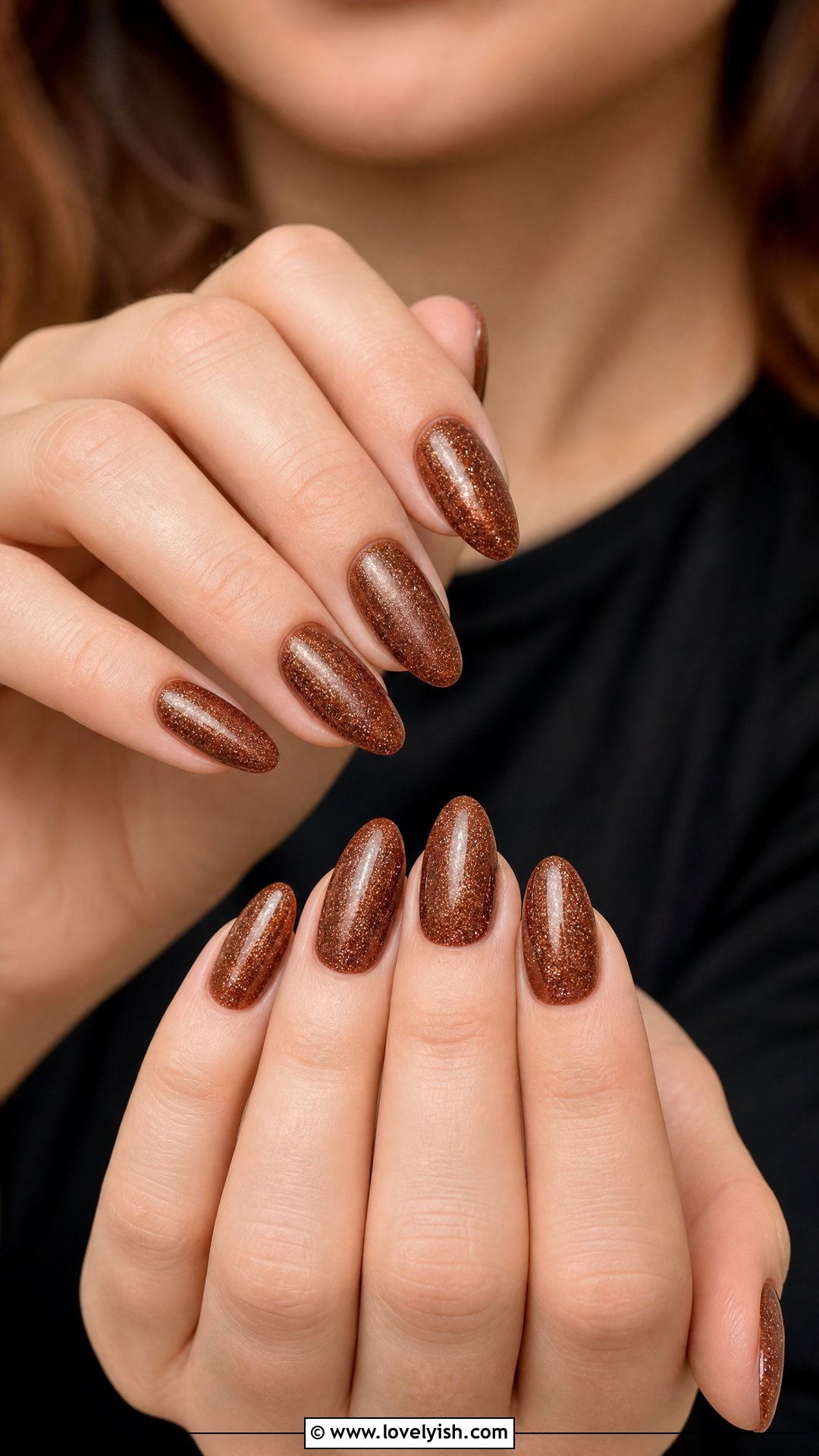Cinnamon Brown Glitter Nails - 25 brown nail designs - 25 brown nail designs