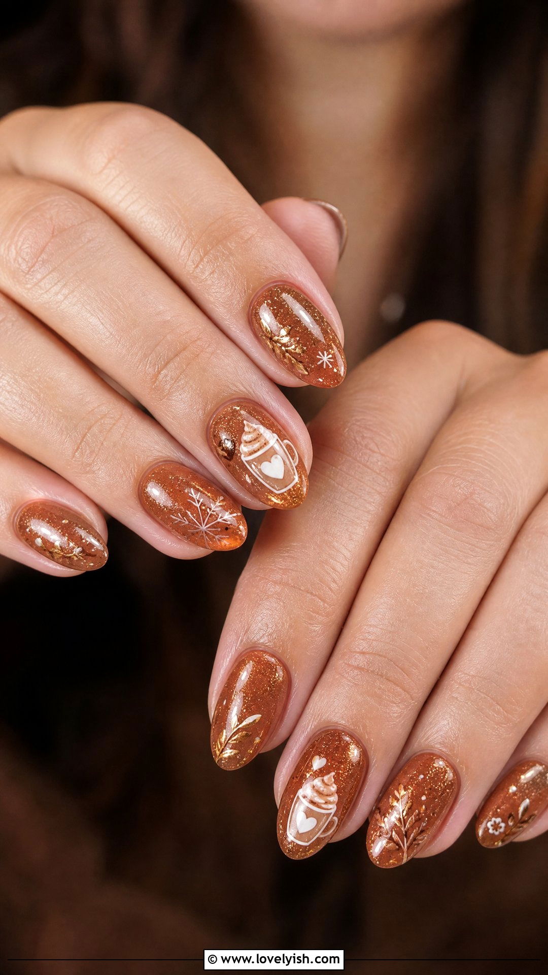 Cinnamon Latte Holiday Nails - 50 holiday nails - 50 holiday nails