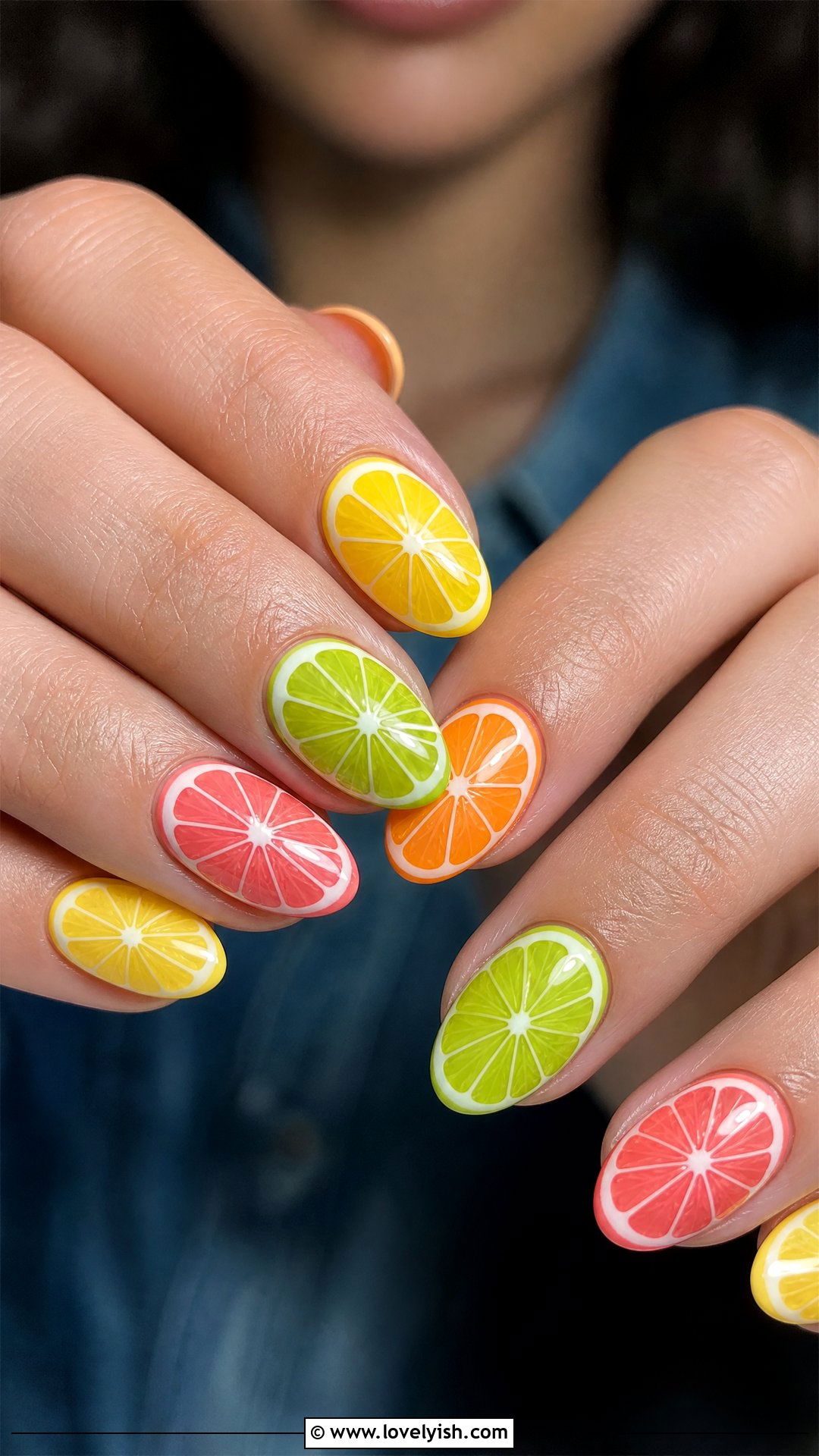 Citrus Slice Nails - 50 cute summer nail designs - 50 cute summer nail designs