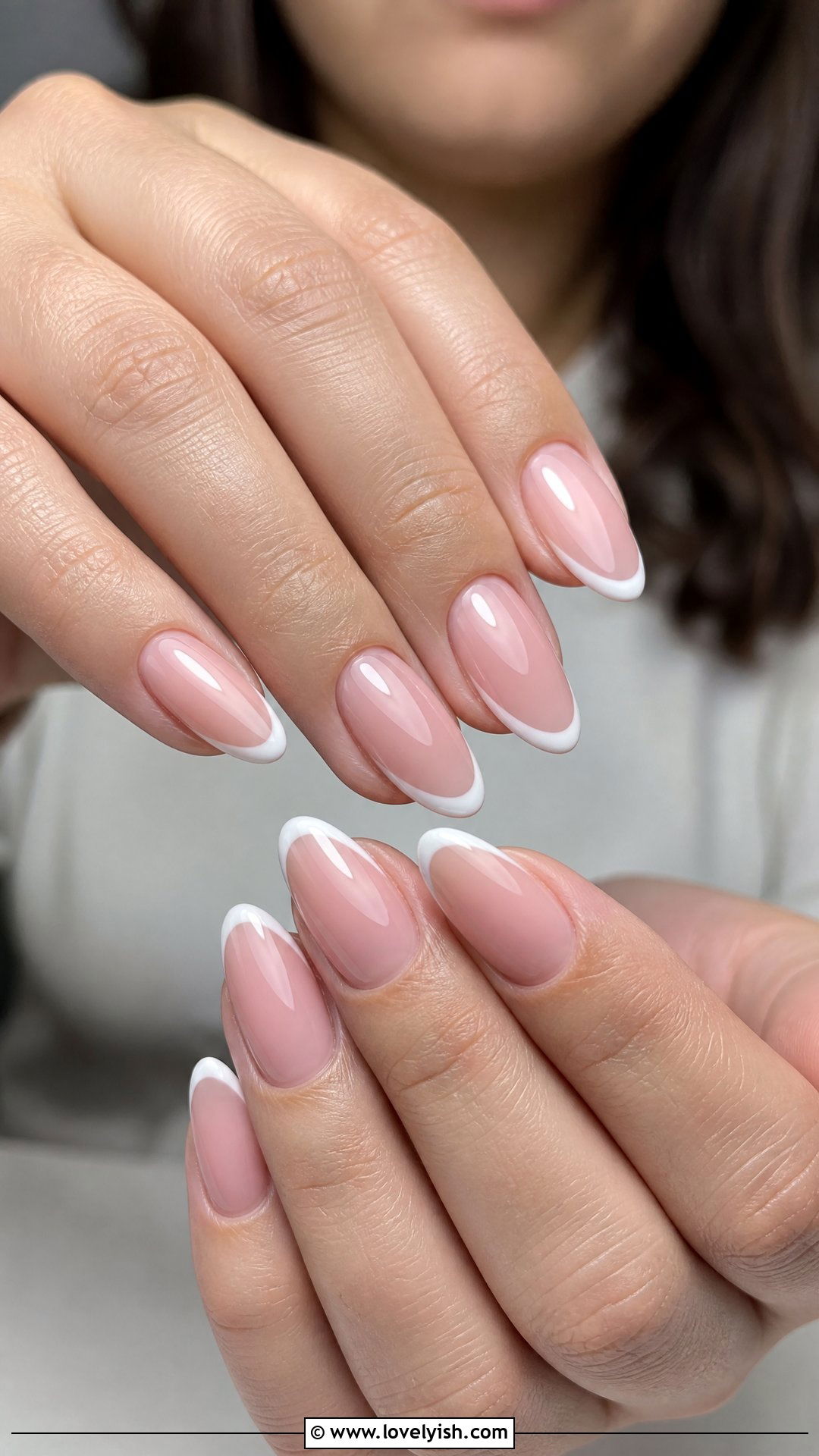 Classic Almond French Builder Gel Nails - 50 builder gel nails - 50 builder gel nails