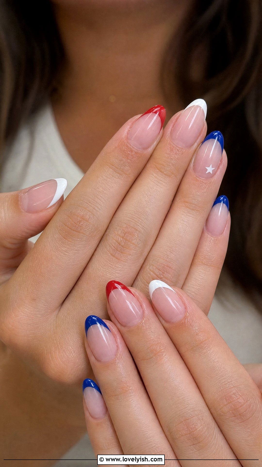 Classic American Flag French Tip Nails - 25 4th of july nail art ideas - 25 4th of july nail art ideas