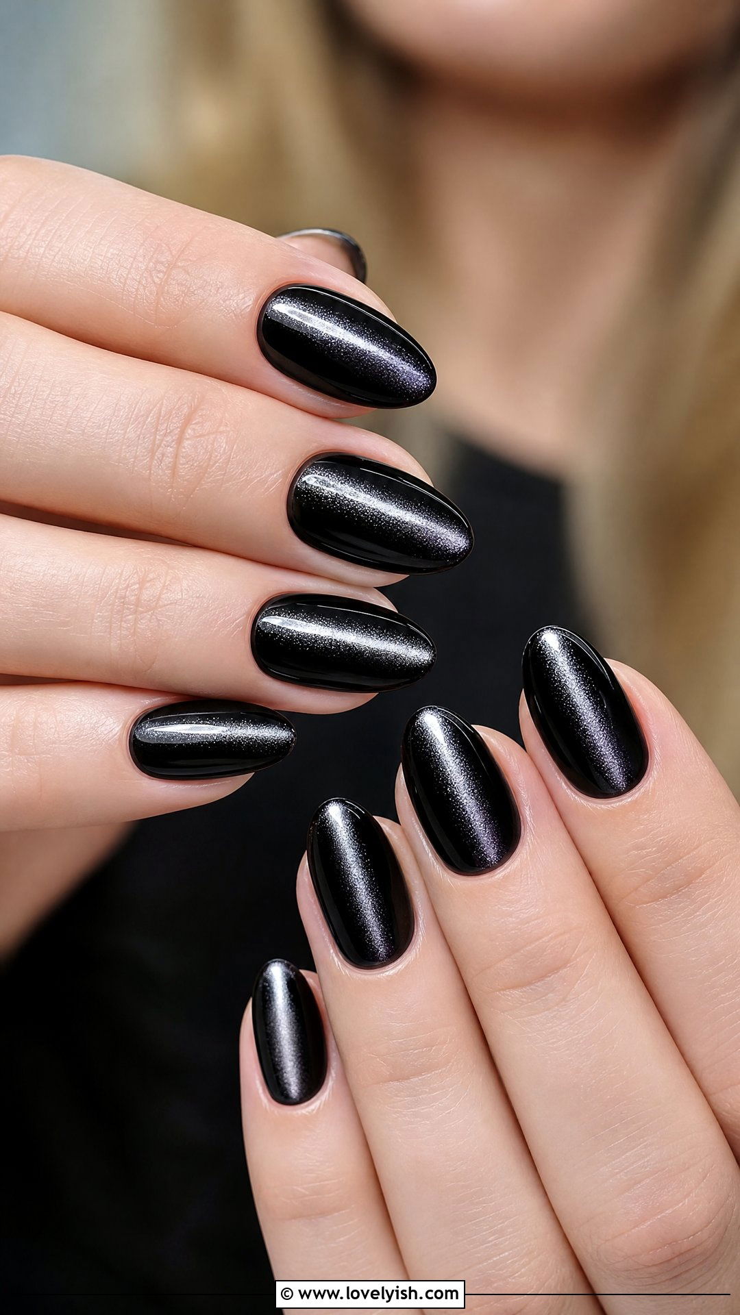Classic Black Cat Eye Nails - 50 cateye nail designs - 50 cateye nail designs
