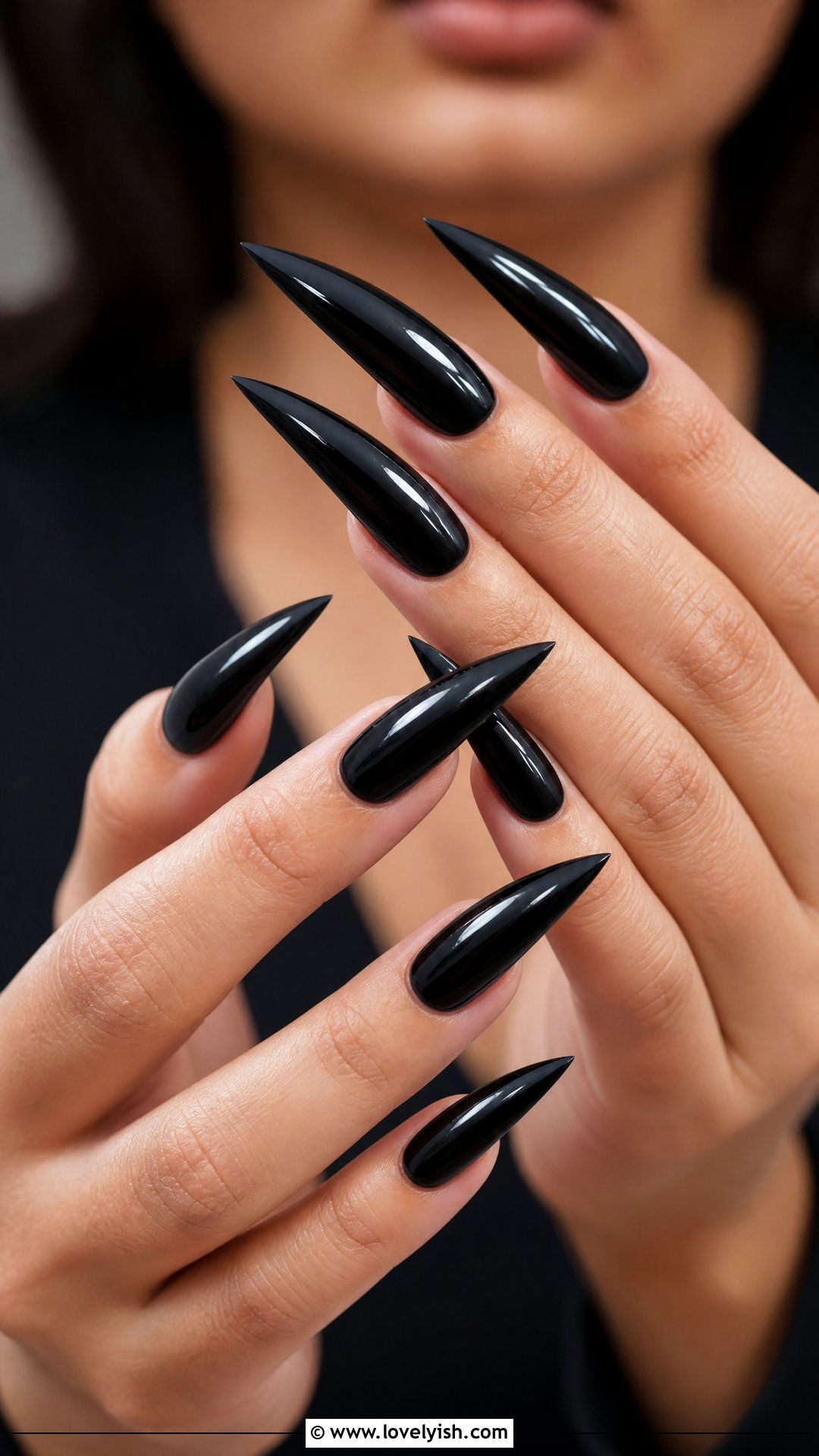 Classic Glossy Black Long Stiletto Nails - 50 long stiletto nails - 50 long stiletto nails
