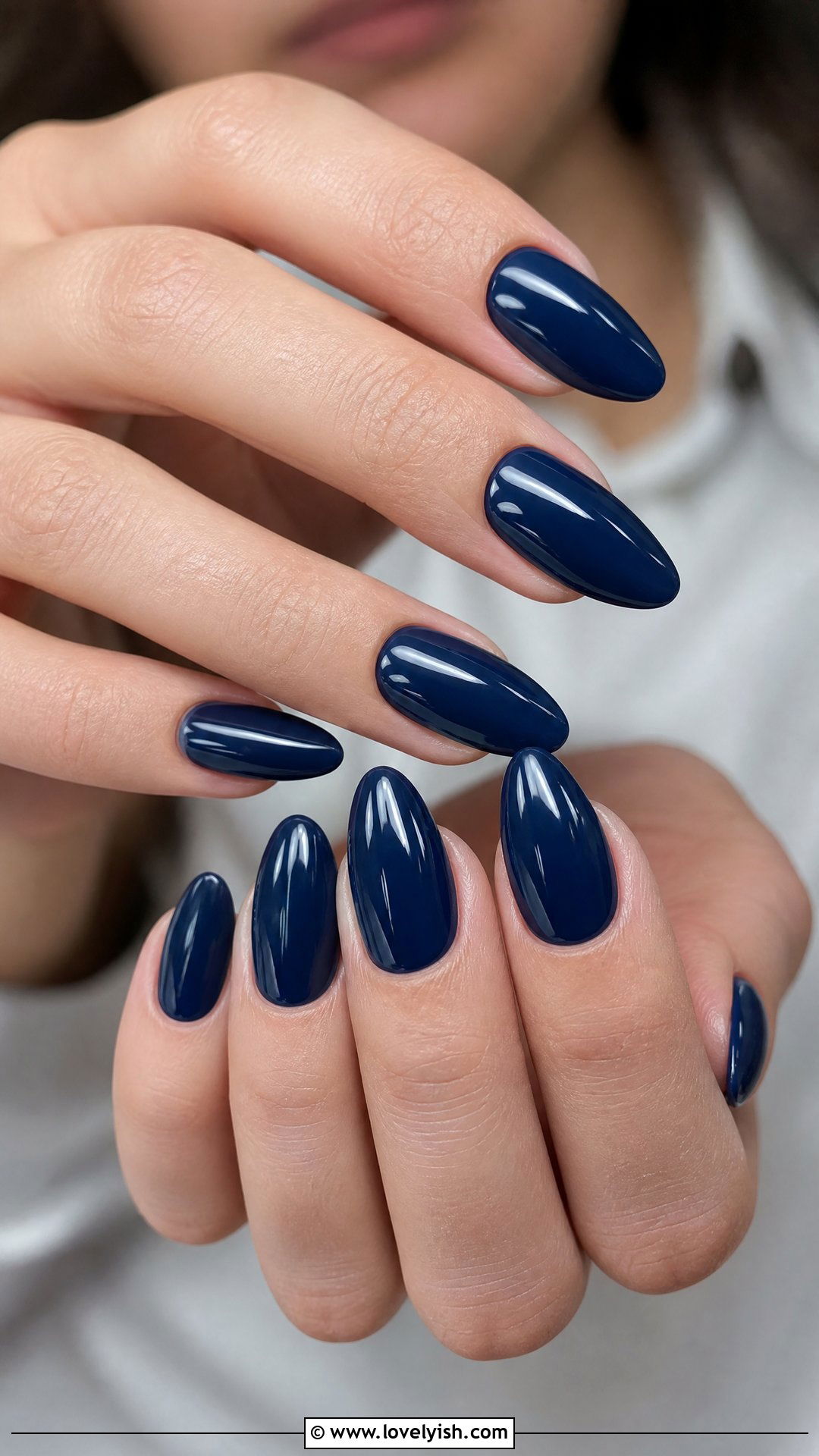Classic Glossy Navy Blue Nails - 50 dark blue nail designs - 50 dark blue nail designs