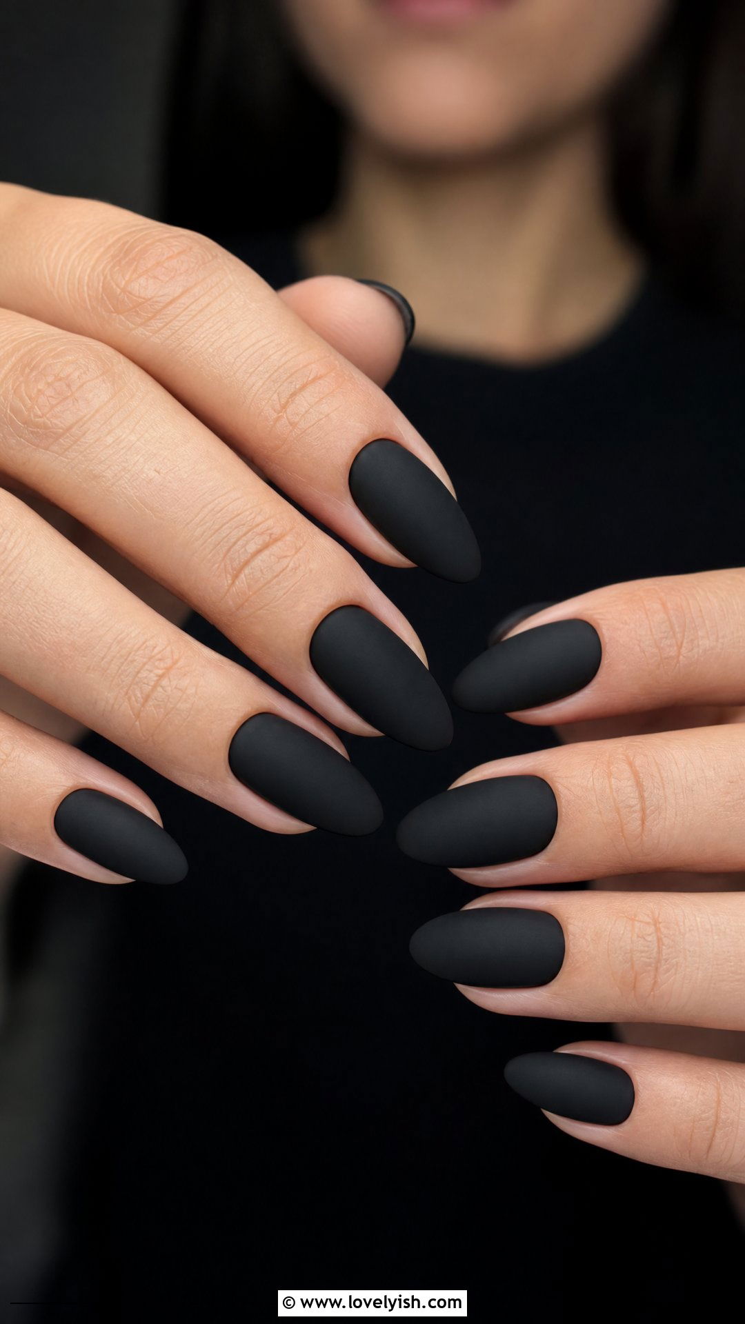 Classic Matte Black Almond Nails - 50 matte black nails - 50 matte black nails
