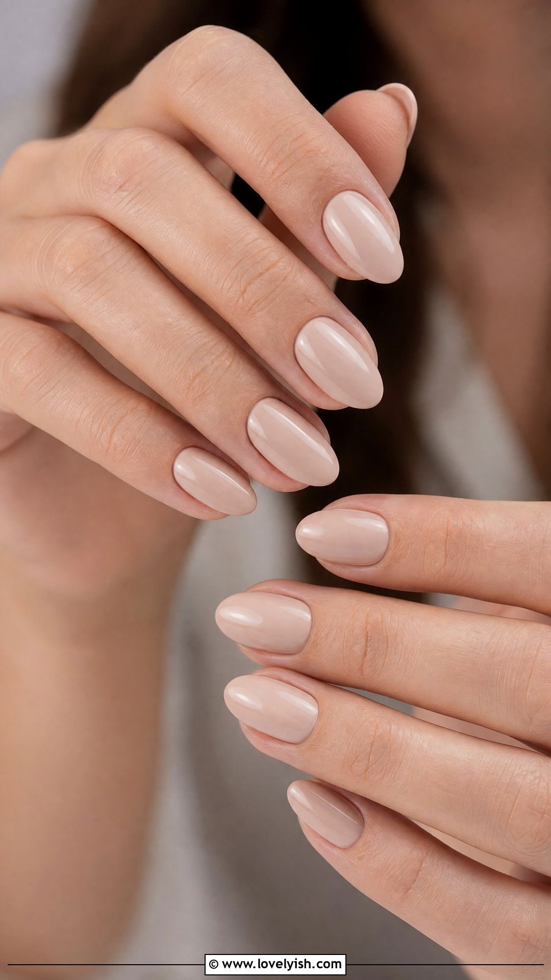 Classic Nude Glossy Short Almond Nails - 50 short almond nails - 50 short almond nails
