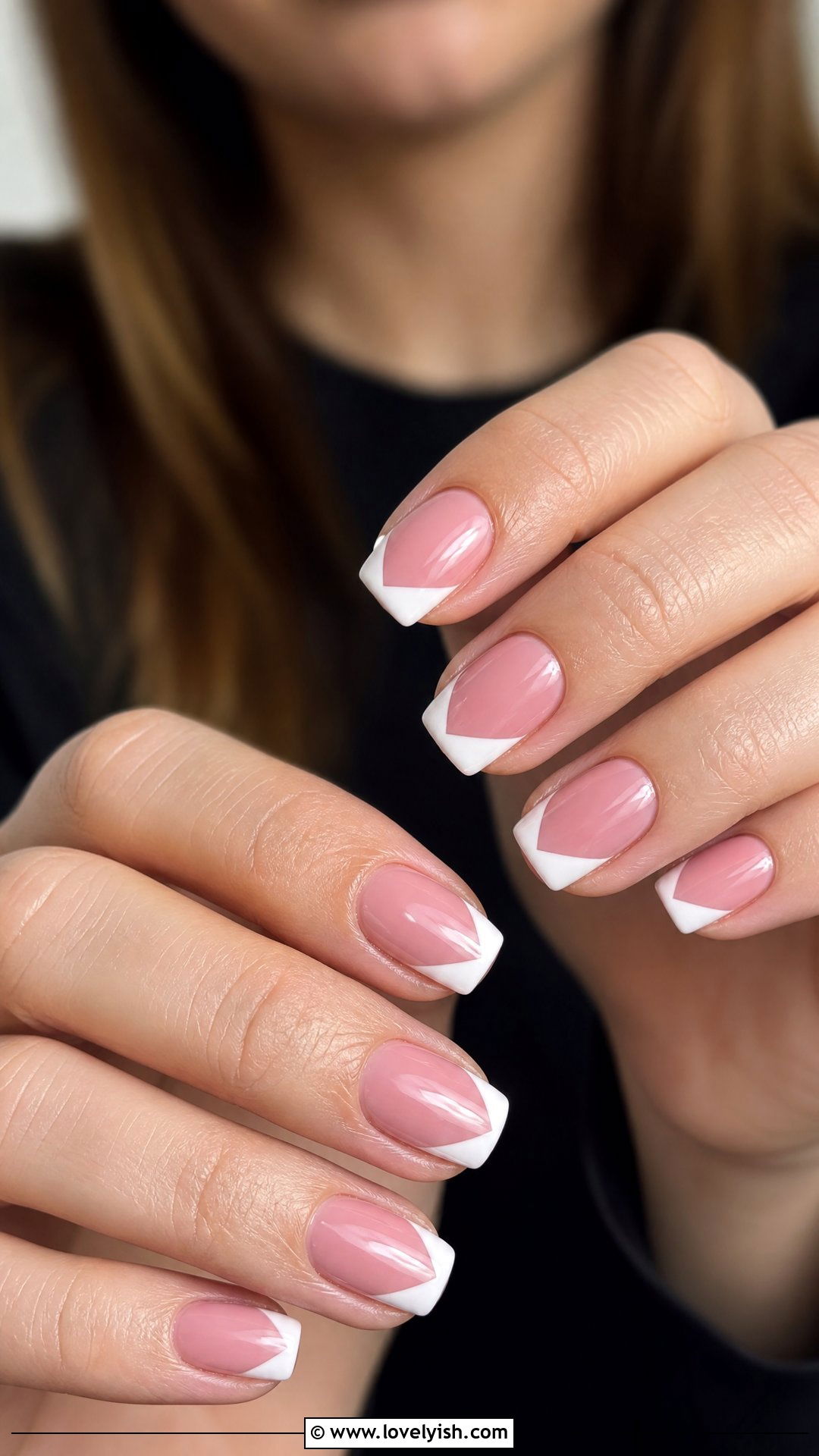 Classic Pink Short Nails With V Tip French - 50 classy short nail designs - 50 classy short nail designs