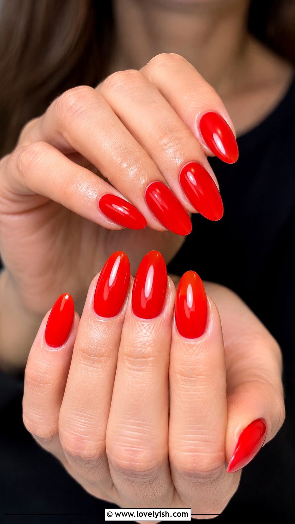 Classic Red Almond Nails - 44 nails design - 44 nails design