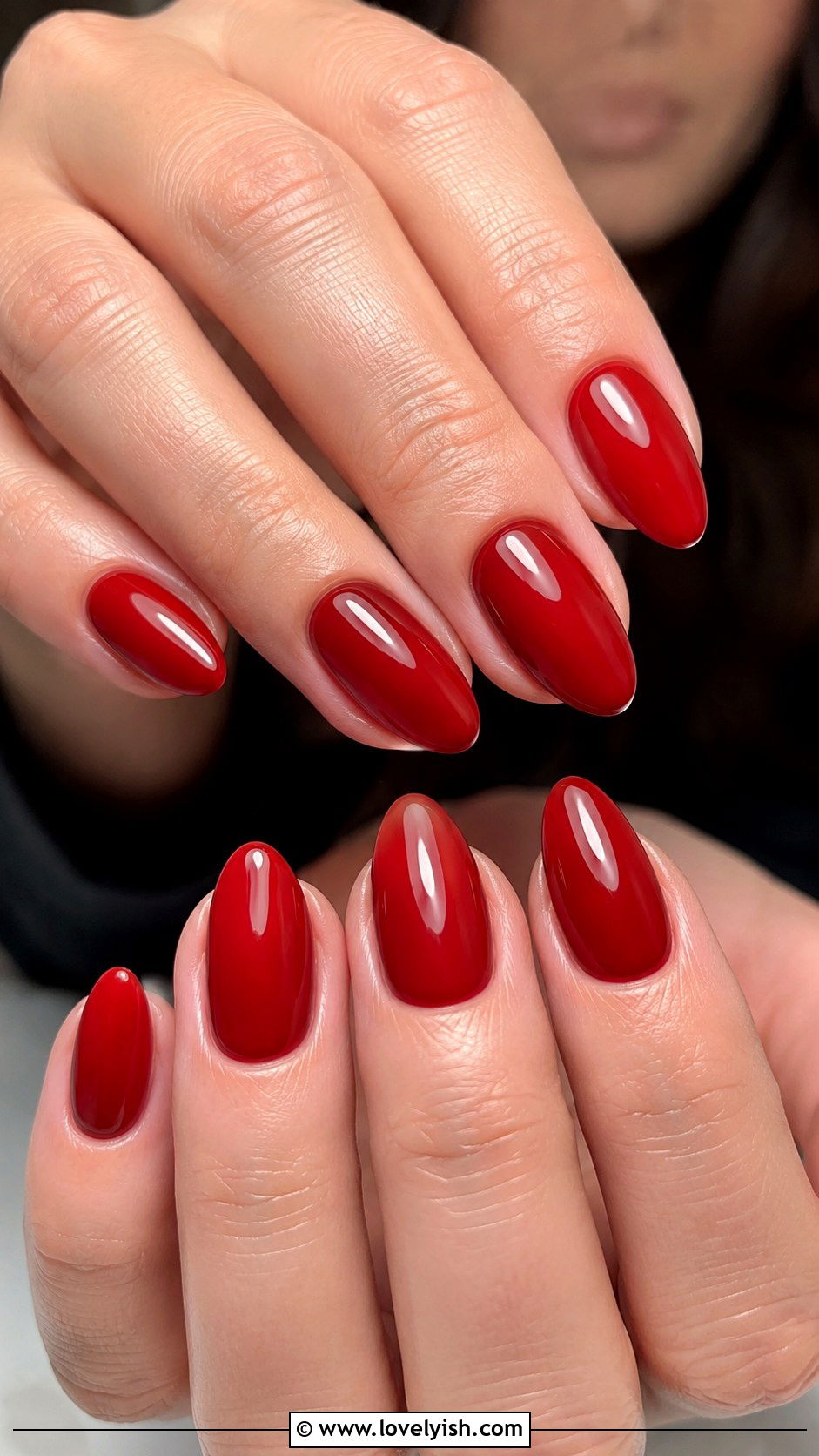 Classic Red Almond Nails - 46 nail inspo - 46 nail inspo