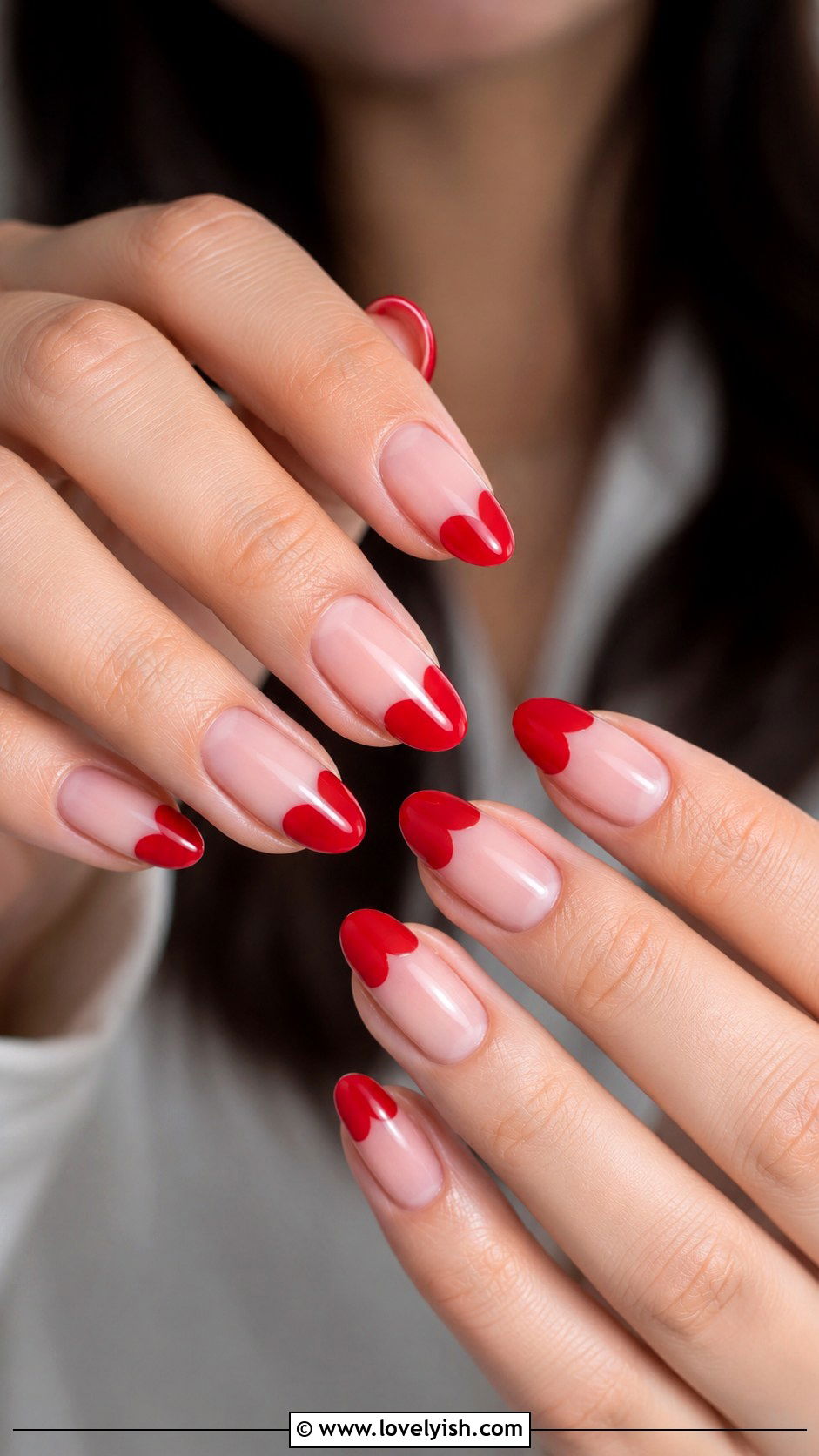 Classic Red Heart French Tip Nails - 25 heart nail designs - 25 heart nail designs