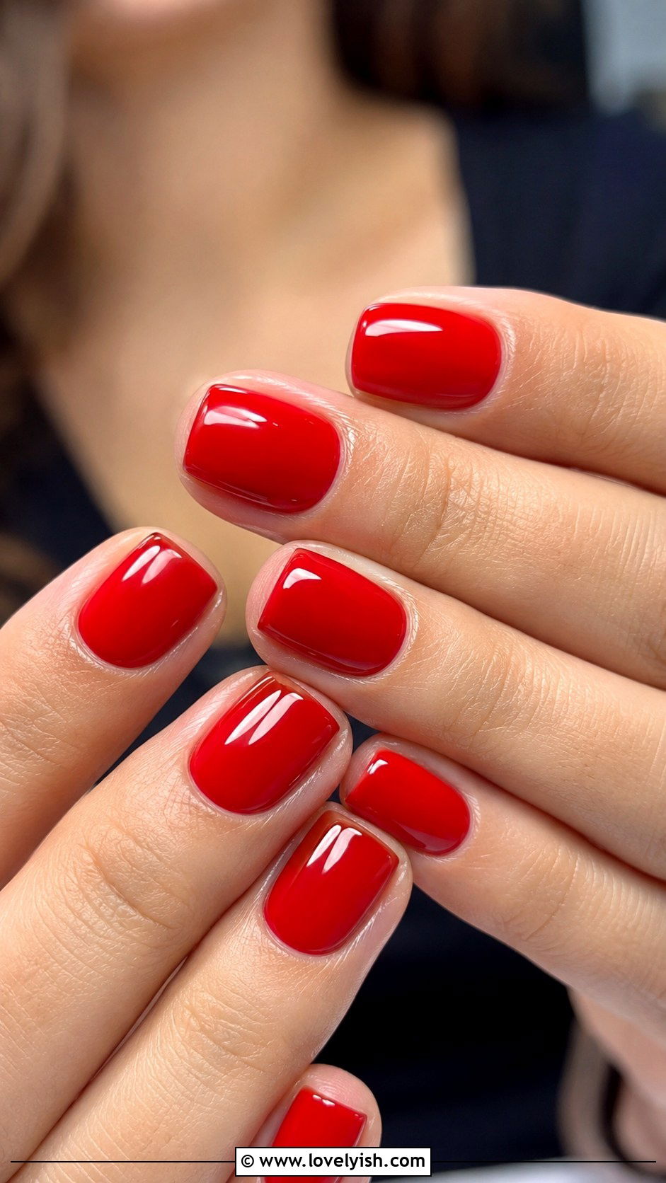 Classic Red Short Square Nails - 50 work appropriate nails - 50 work appropriate nails