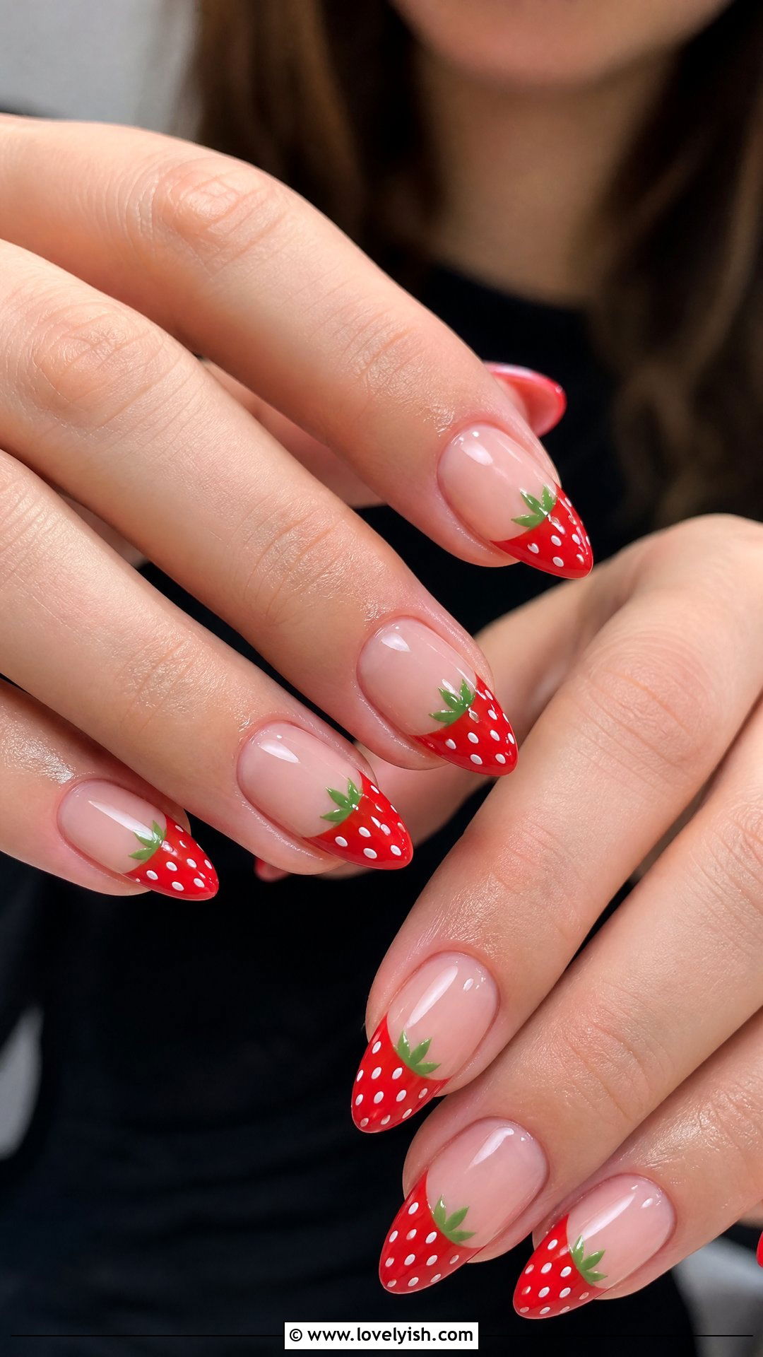 Classic Red Strawberry French Tips - 50 strawberry nails - 50 strawberry nails