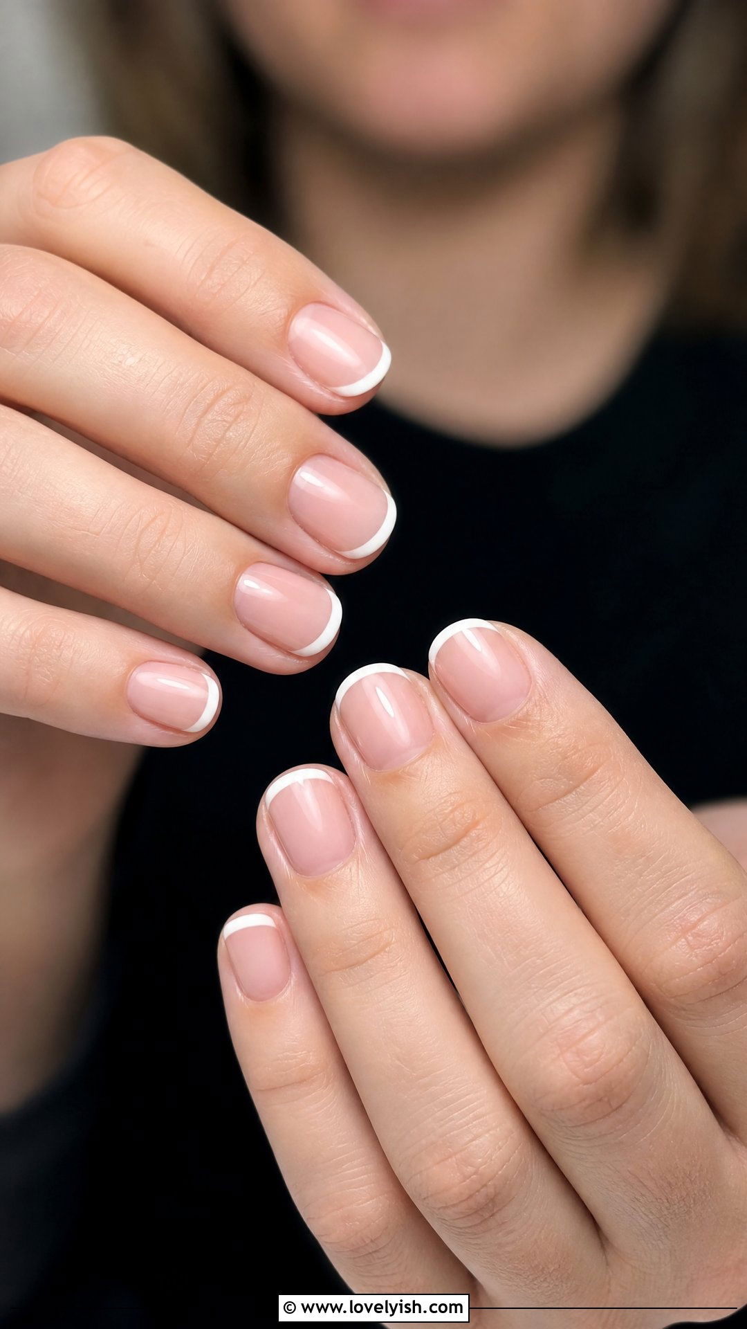 Classic Short Round French Manicure Nails - 29 nails for older women - 29 nails for older women