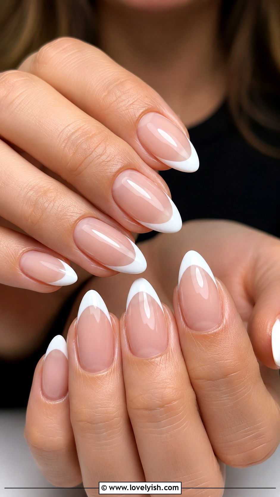 Classic White French Tip Almond Nails - 50 almond french tip nails - 50 almond french tip nails