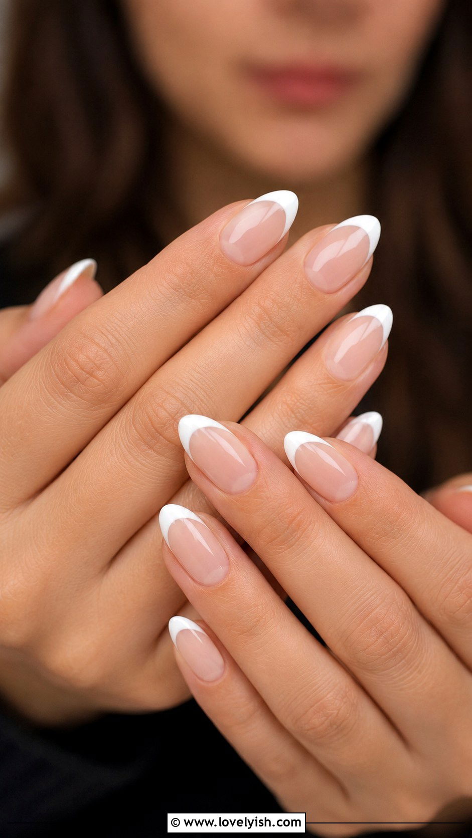 Classic White French Tip Almond Nails - 50 almond nails - 50 almond nails