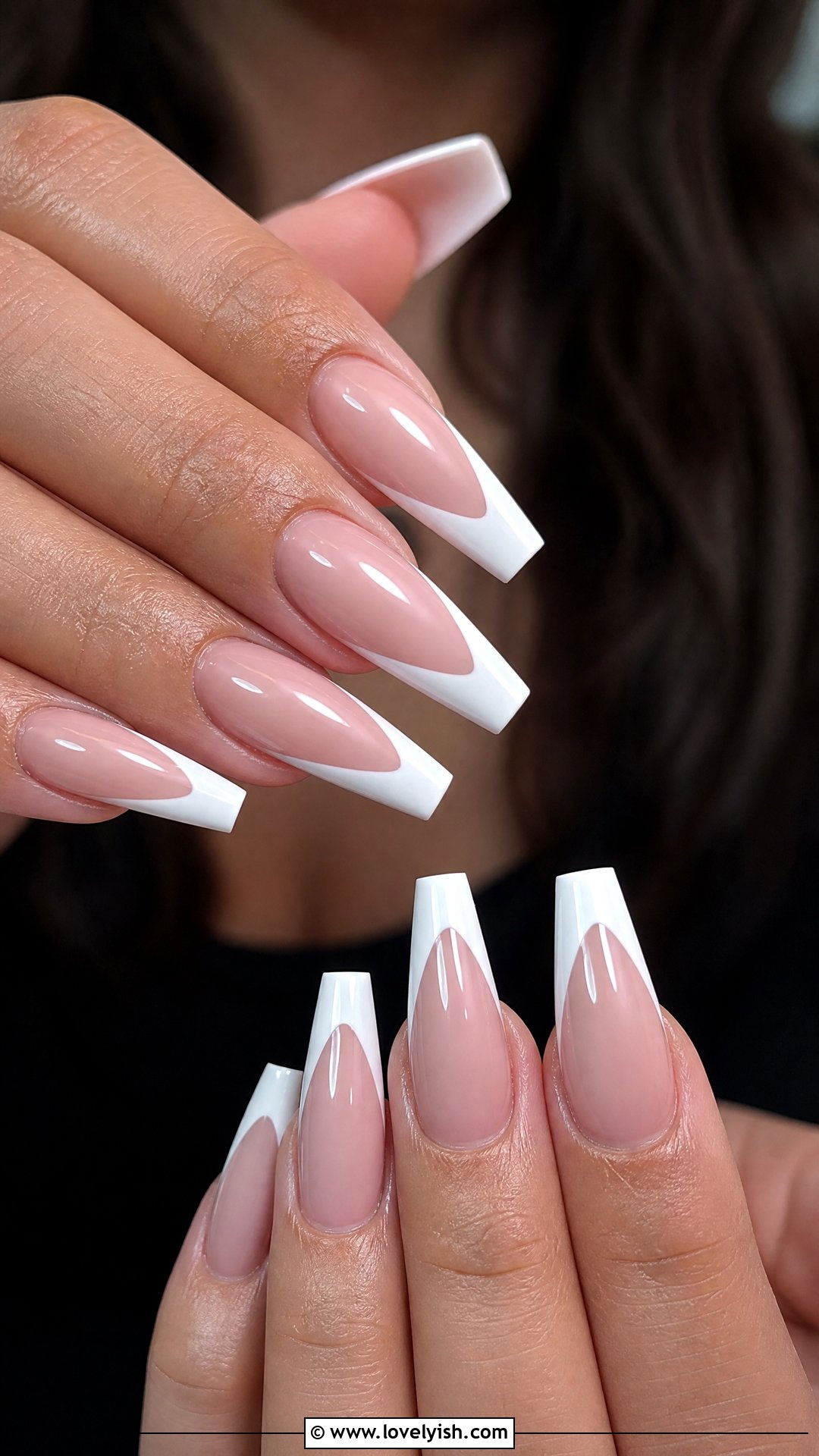 Classic White French Tip Coffin Nails - 50 coffin nails - 50 coffin nails