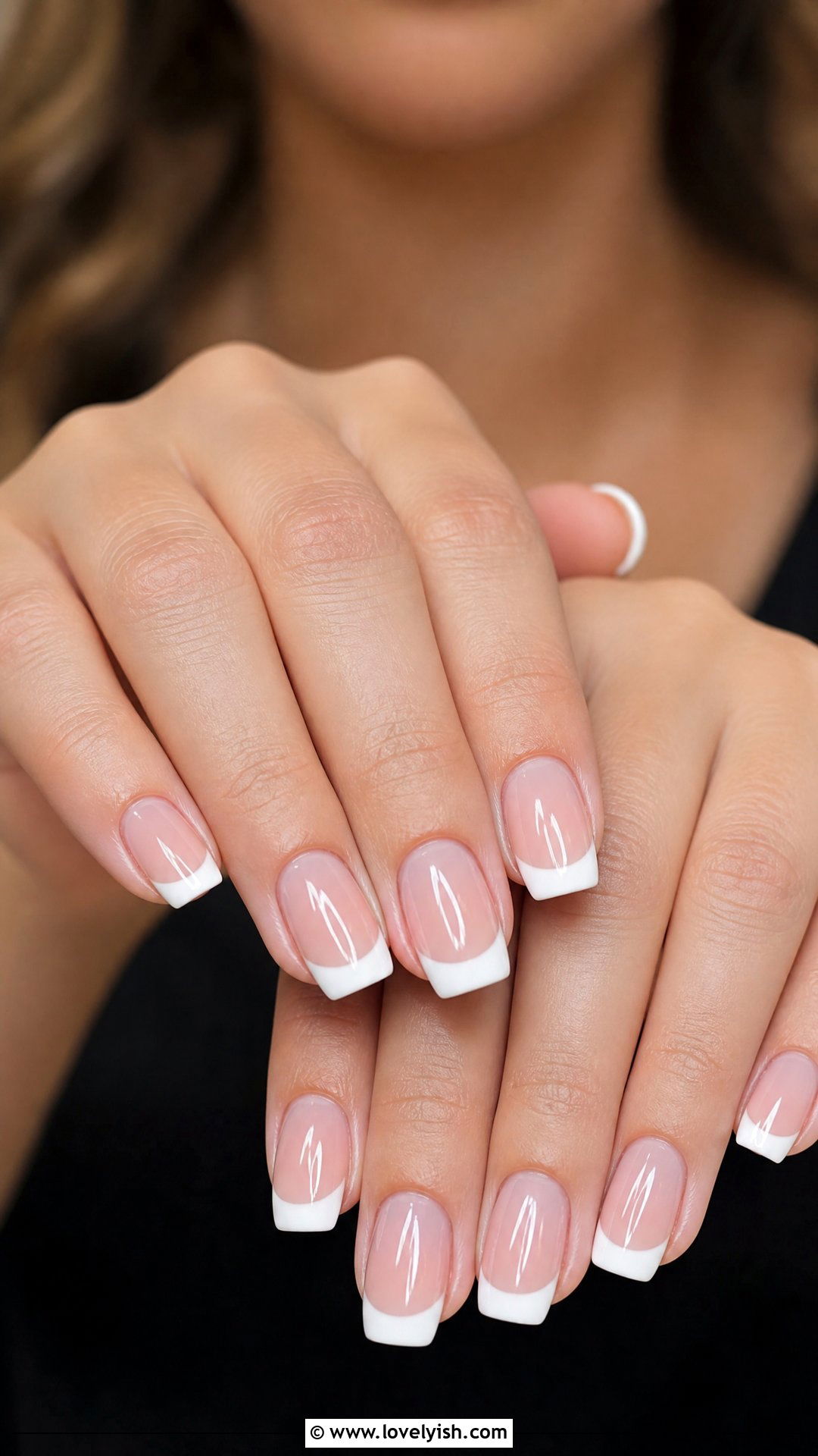 Classic White French Tip Squoval Nails - 50 squoval nails - 50 squoval nails
