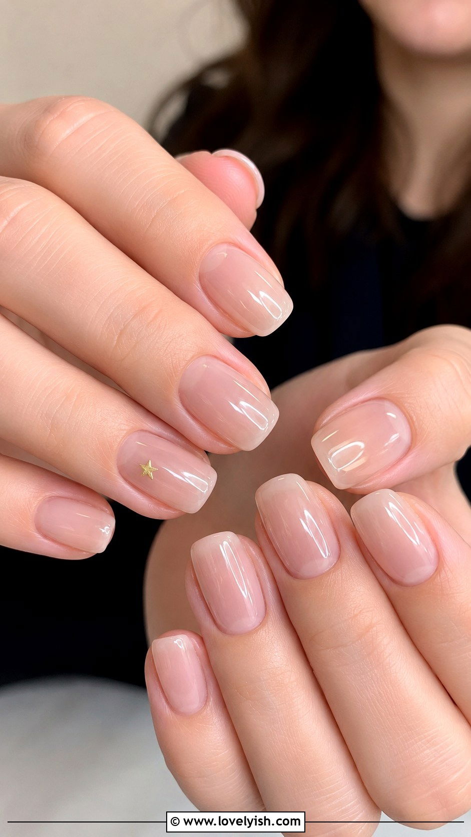Clear Jelly Nails with Tiny Star - 42 minimalist nail art - 42 minimalist nail art