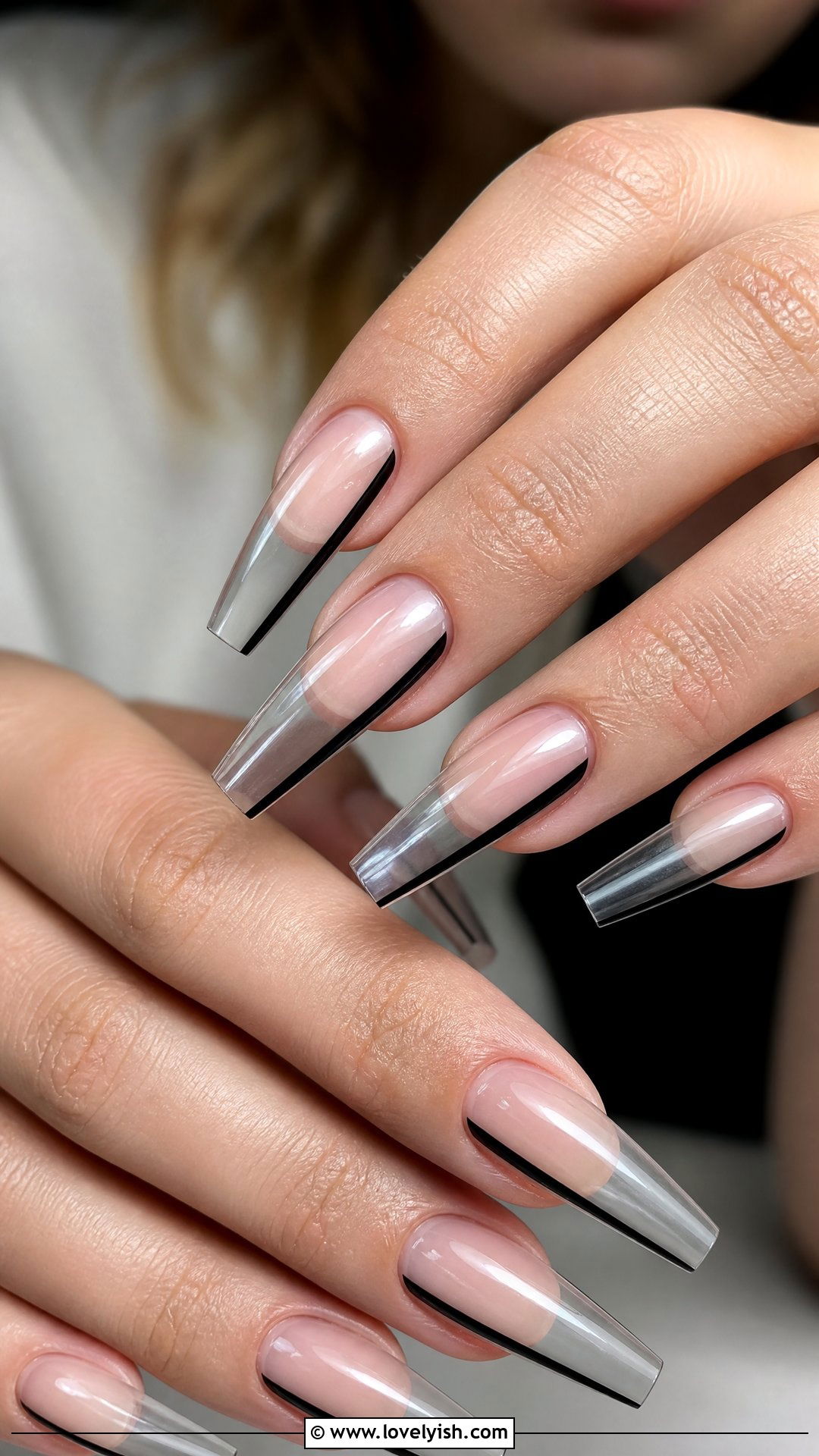 Clear Nails With A Side Stripe - 50 clear nails - 50 clear nails