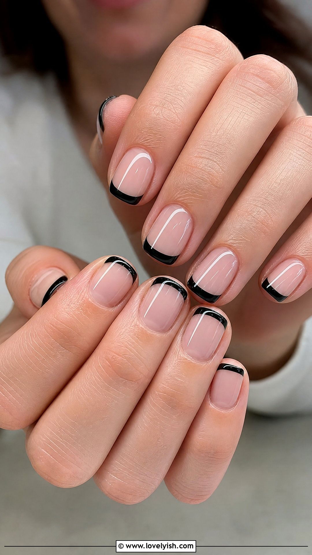 Clear Nails With Black French Tips - 50 clear nails - 50 clear nails
